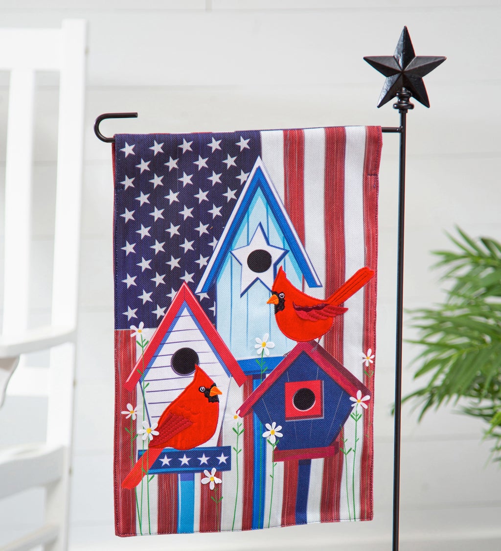 Black Garden Flag Stand with Country Star Accent