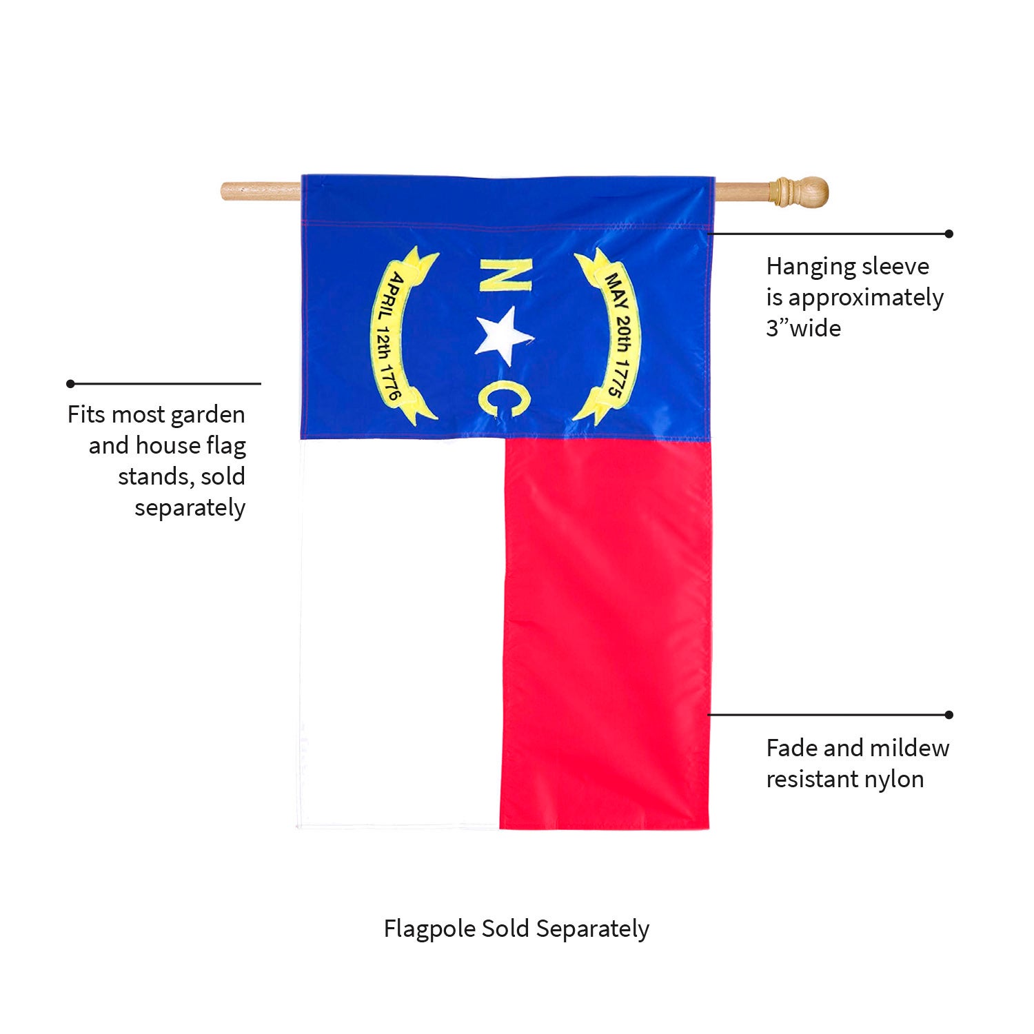 North Carolina State Applique House Flag