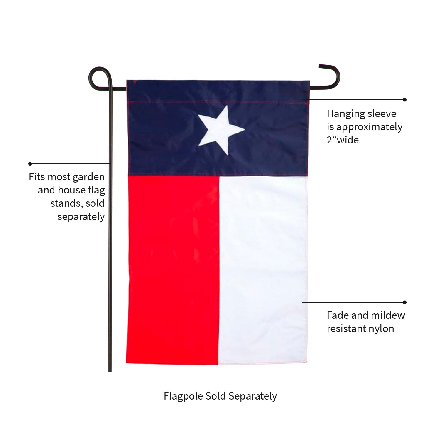 Texas State Applique Garden Flag