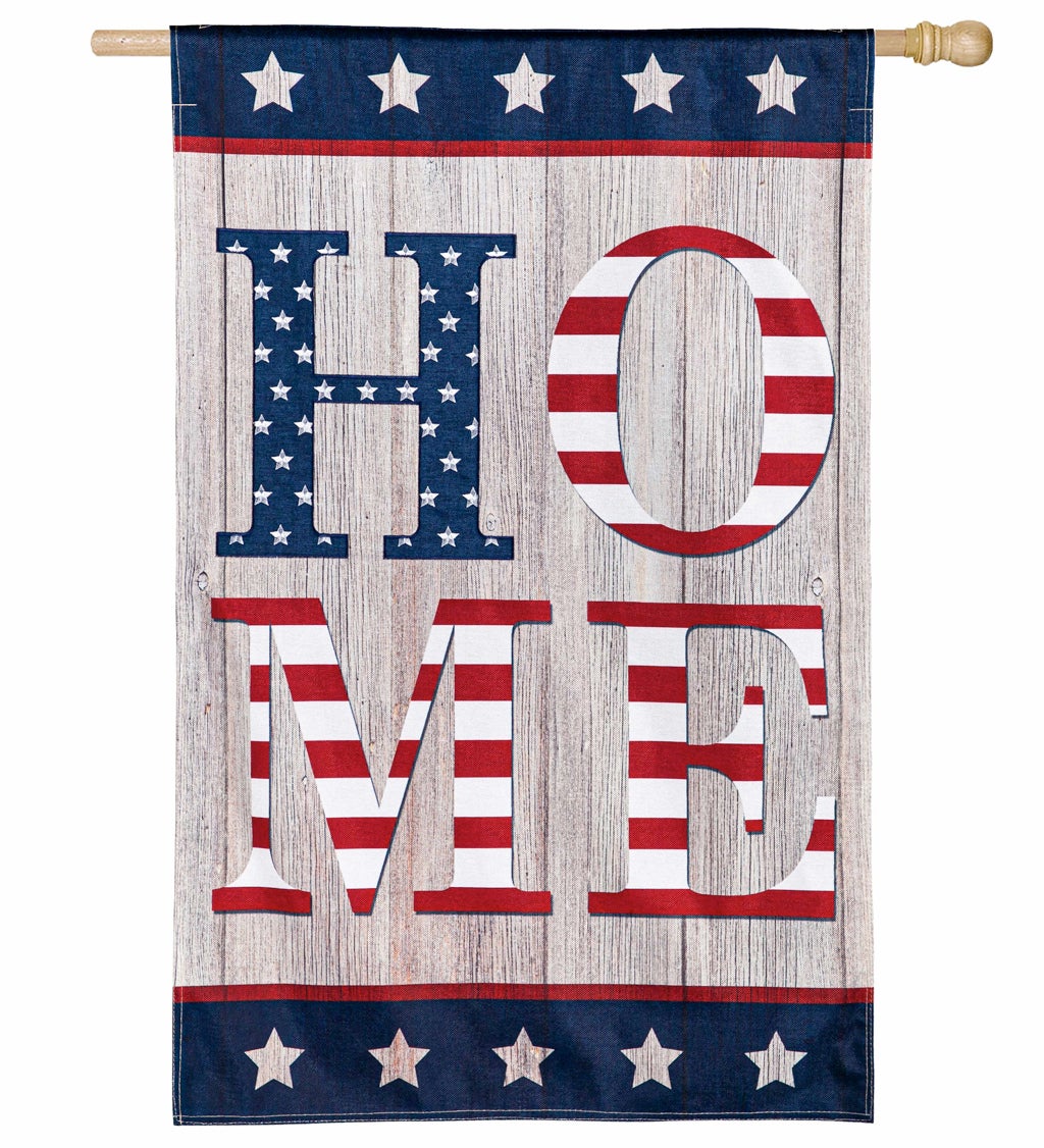 Stacked Home House Burlap Flag