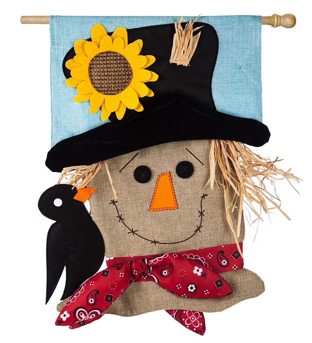 Scarecrow Season Burlap House Flag