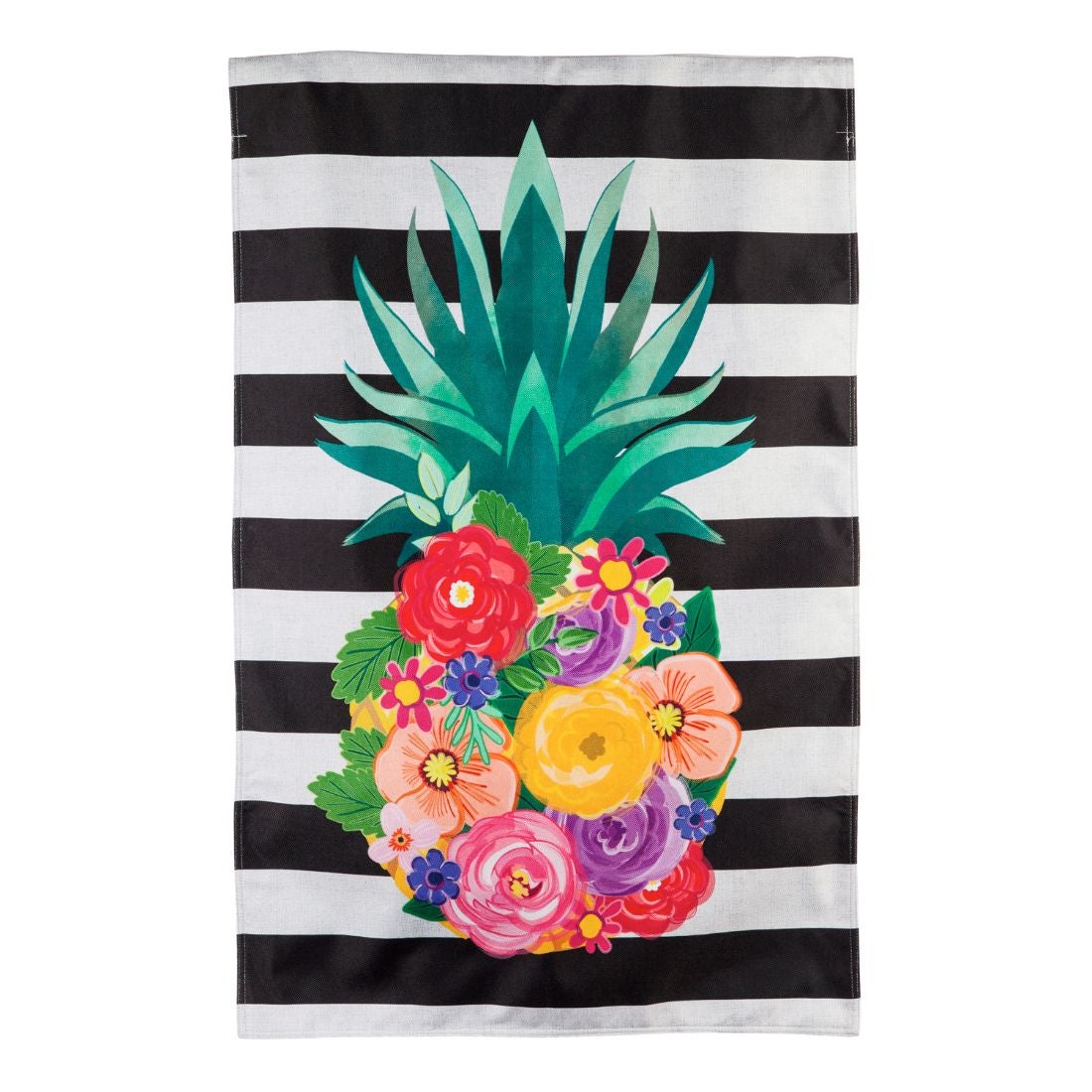 Color Floral Pineapple Striped House Burlap Flag