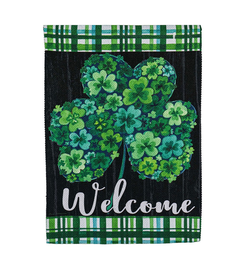 Shamrock Flowers House Textured Suede Flag