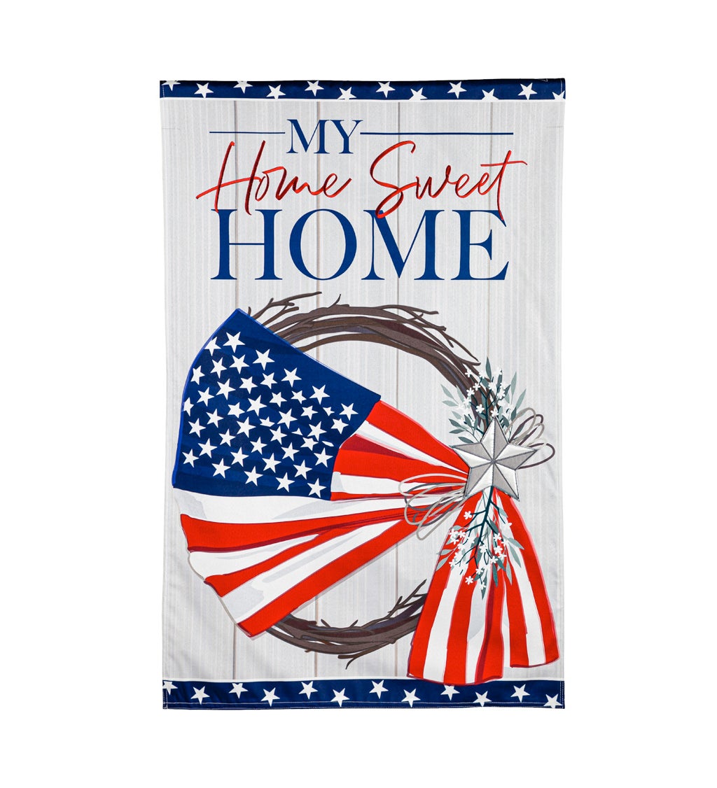 American Flag Wreath House Linen Flag