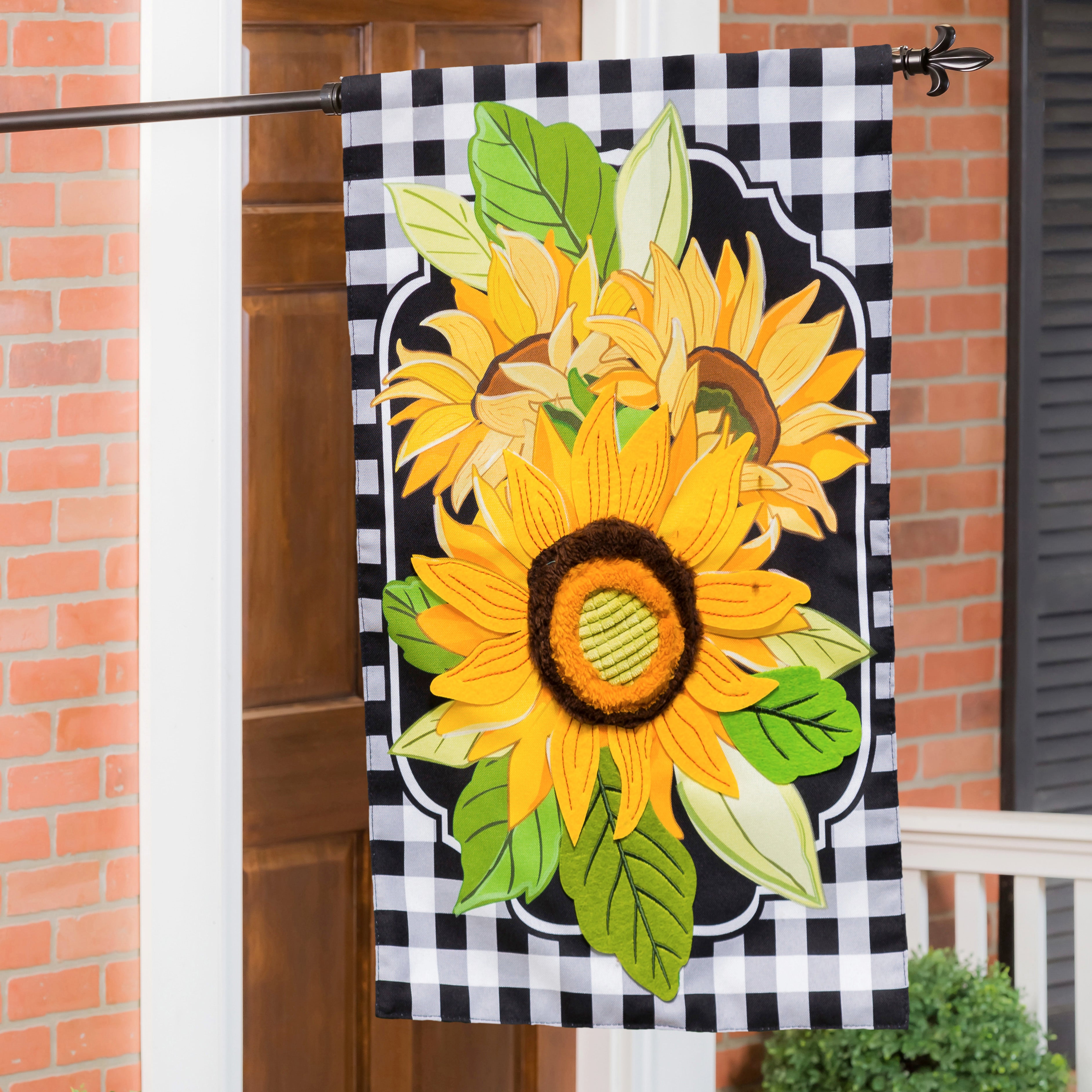 Sunflowers and Checks House Linen Flag