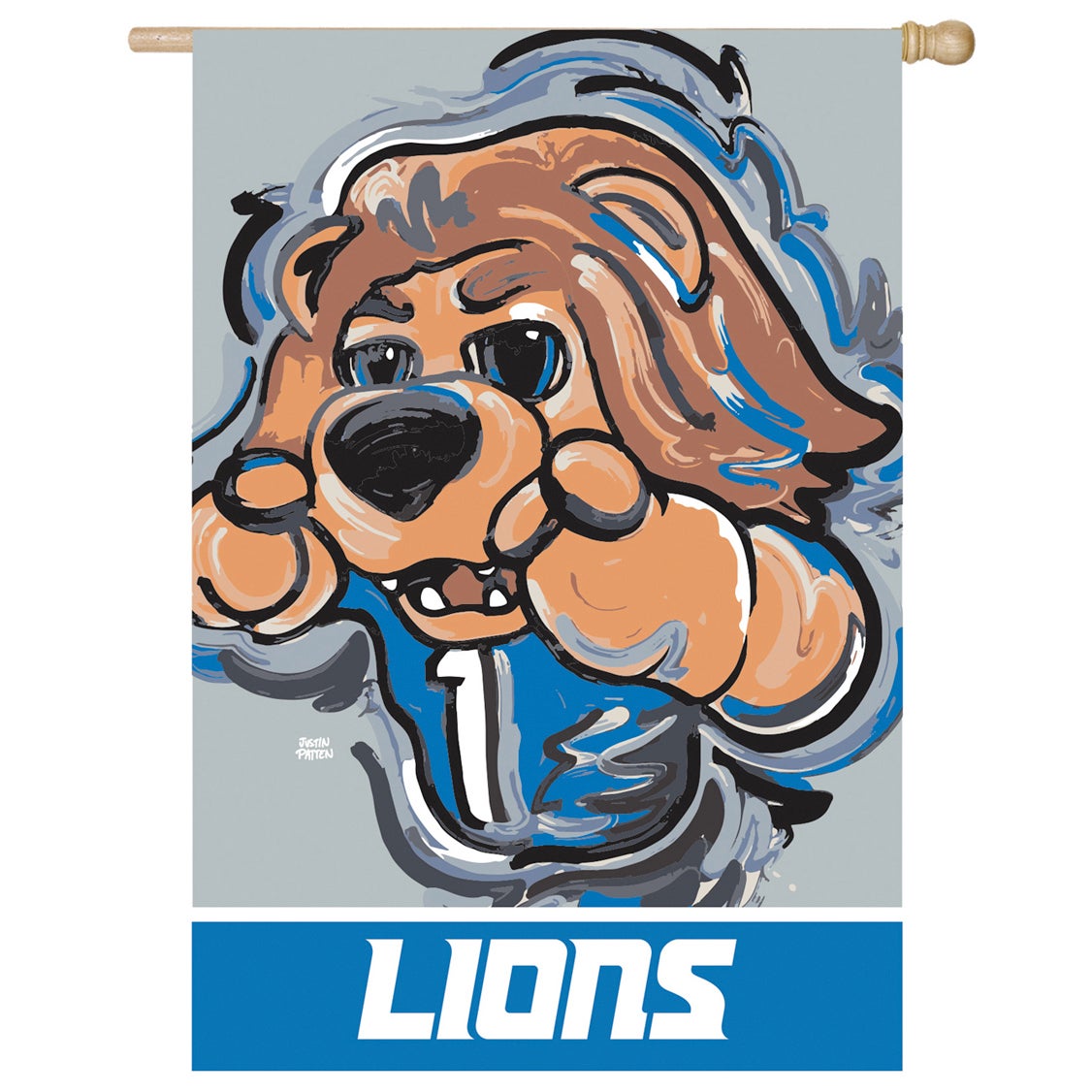 Detroit Lions Justin Patten Suede House Flag