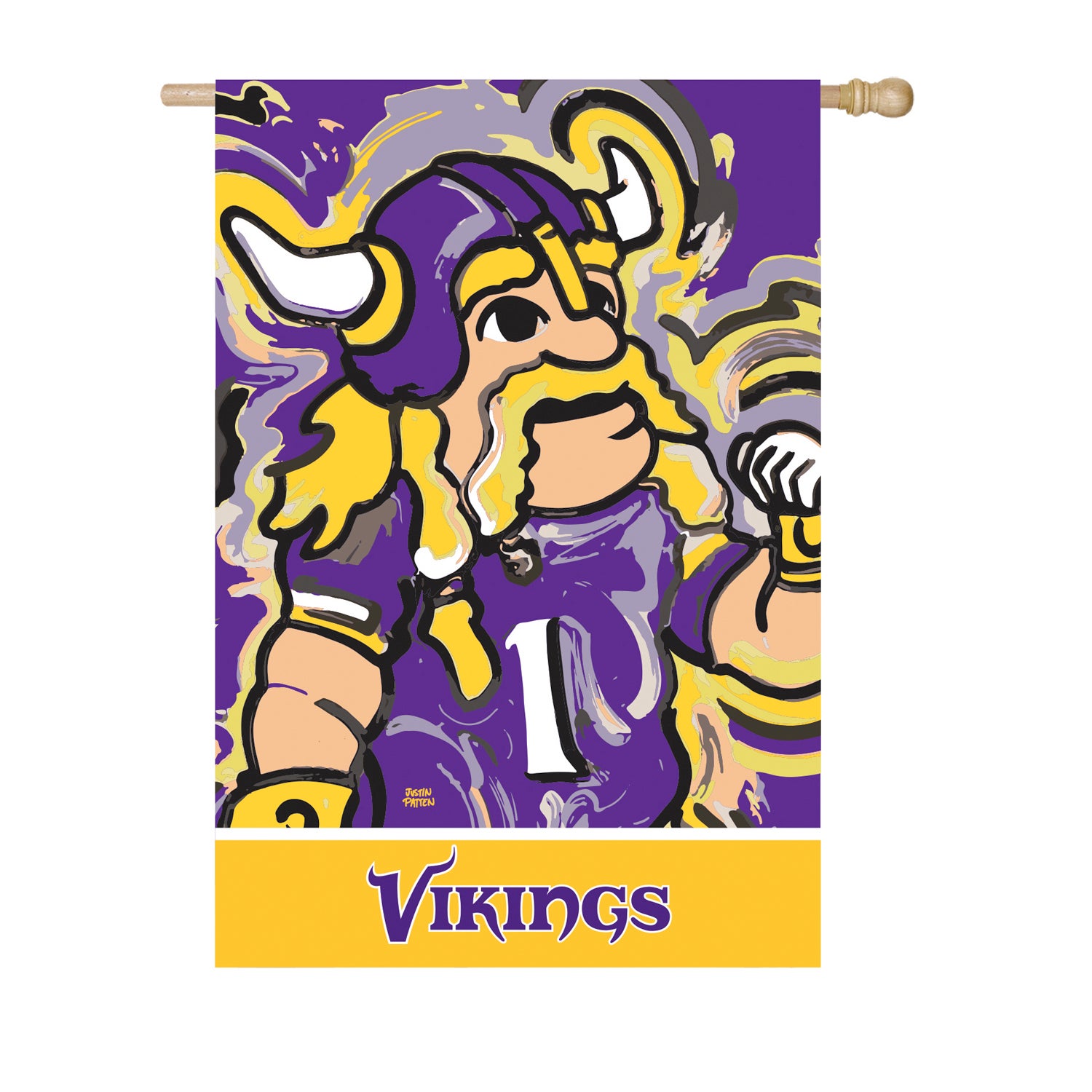 Minnesota Vikings, Suede House Flag Justin Patten