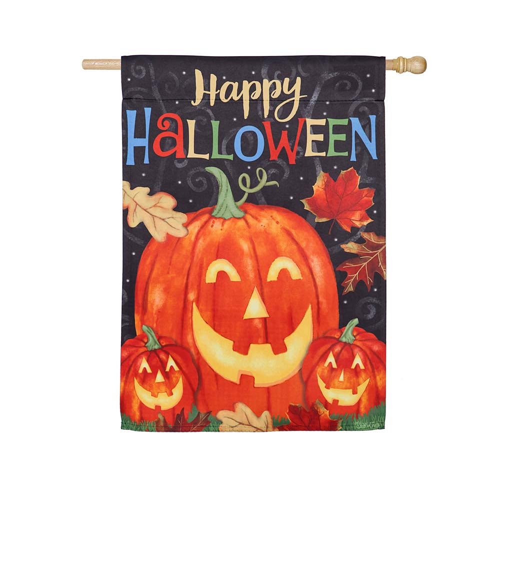 Haunted Halloween House Suede Flag