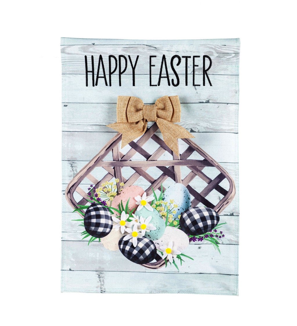 Farmhouse Easter Basket Garden Burlap Flag