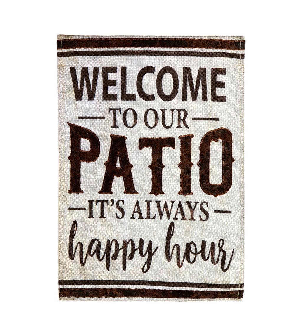 Welcome to Our Patio Garden Burlap Flag