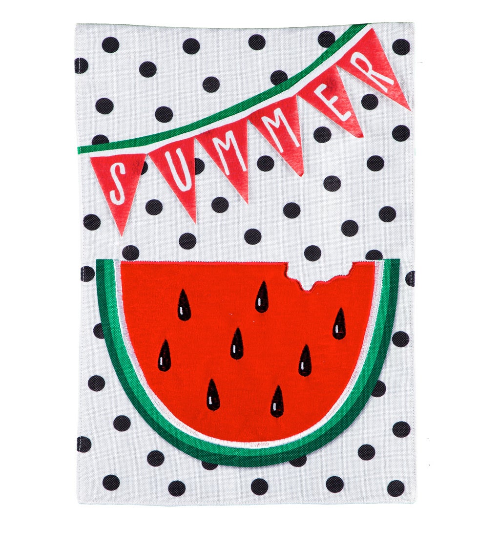 Summer Watermelon Garden Burlap Flag