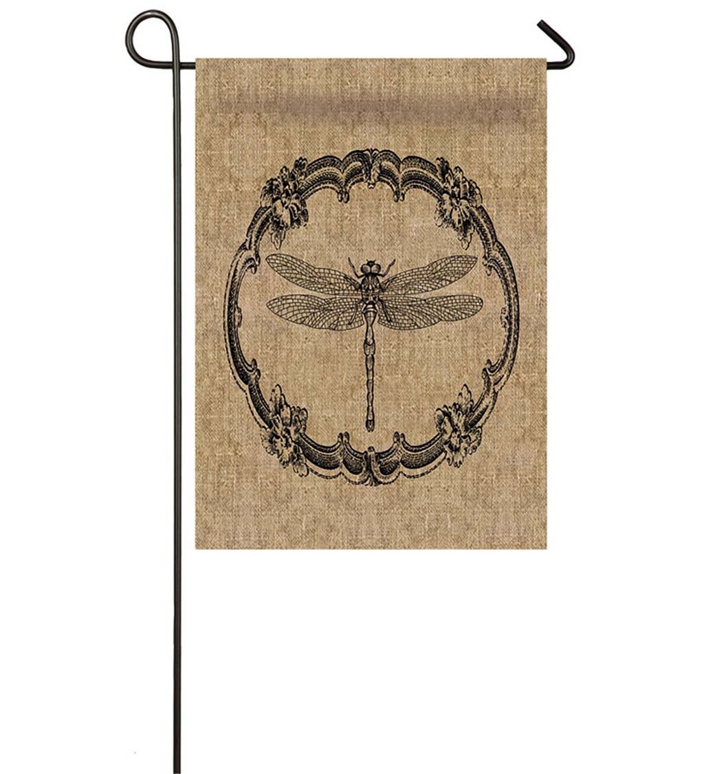 Burlap Ornate Dragonfly Garden Flag, 12.5 x 18 inches