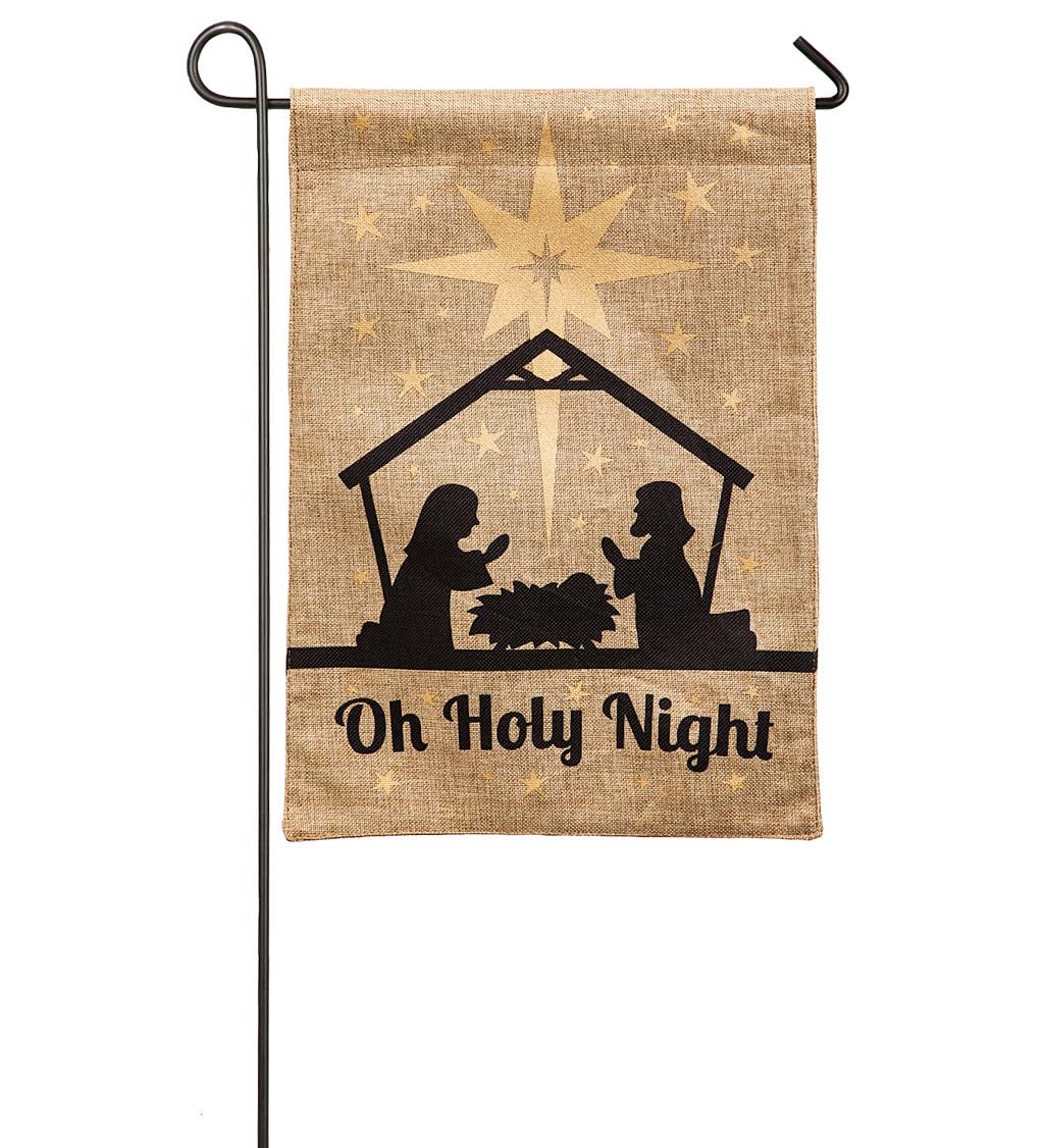 Oh Holy Night Burlap Garden Flag
