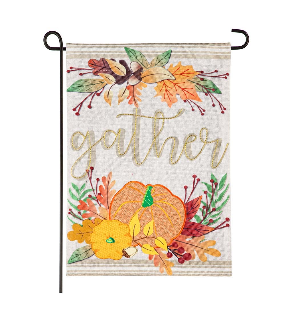 Autumn Gather Garden Burlap Flag