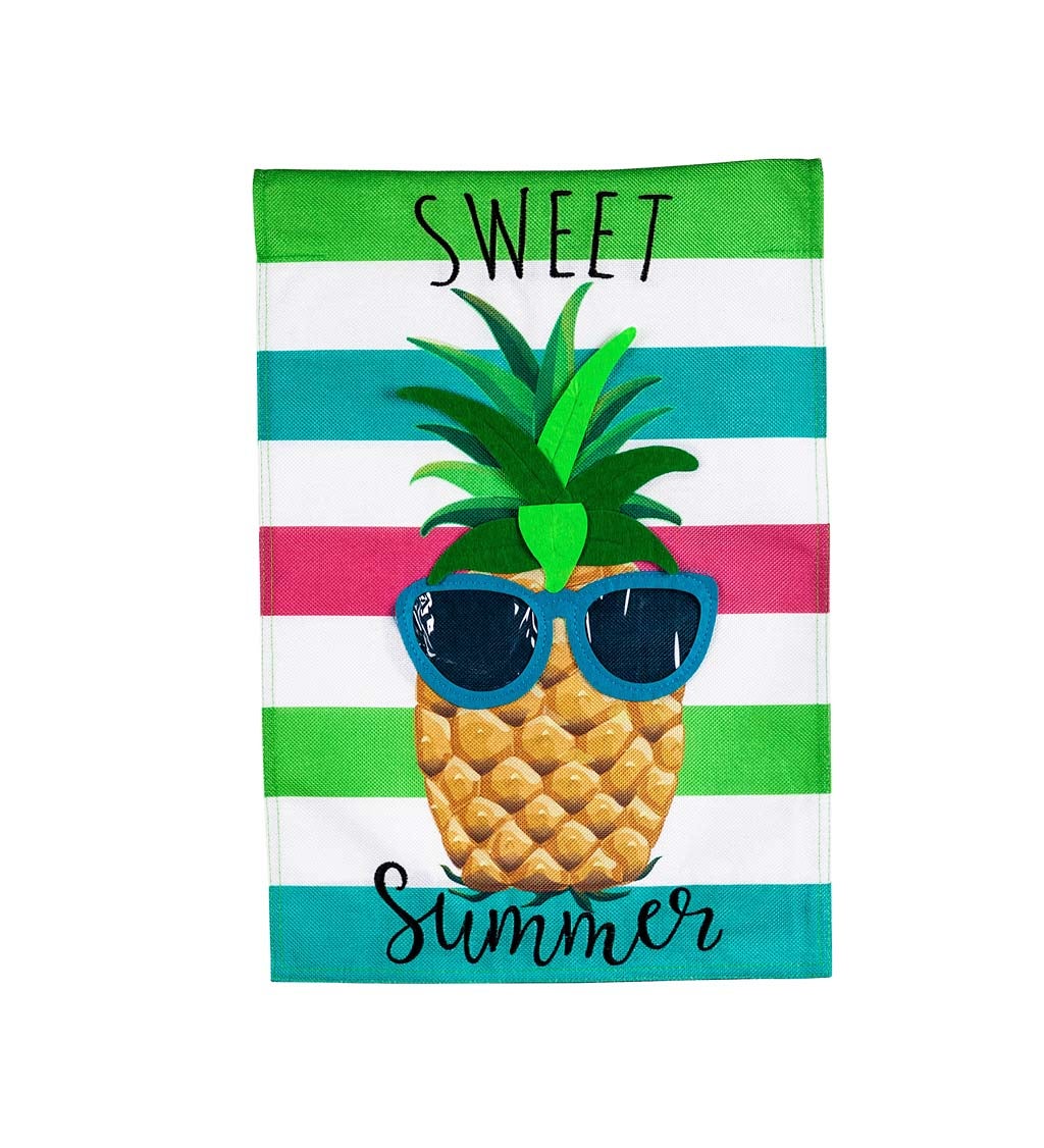 Sweet Summer Pineapple Garden Burlap Flag
