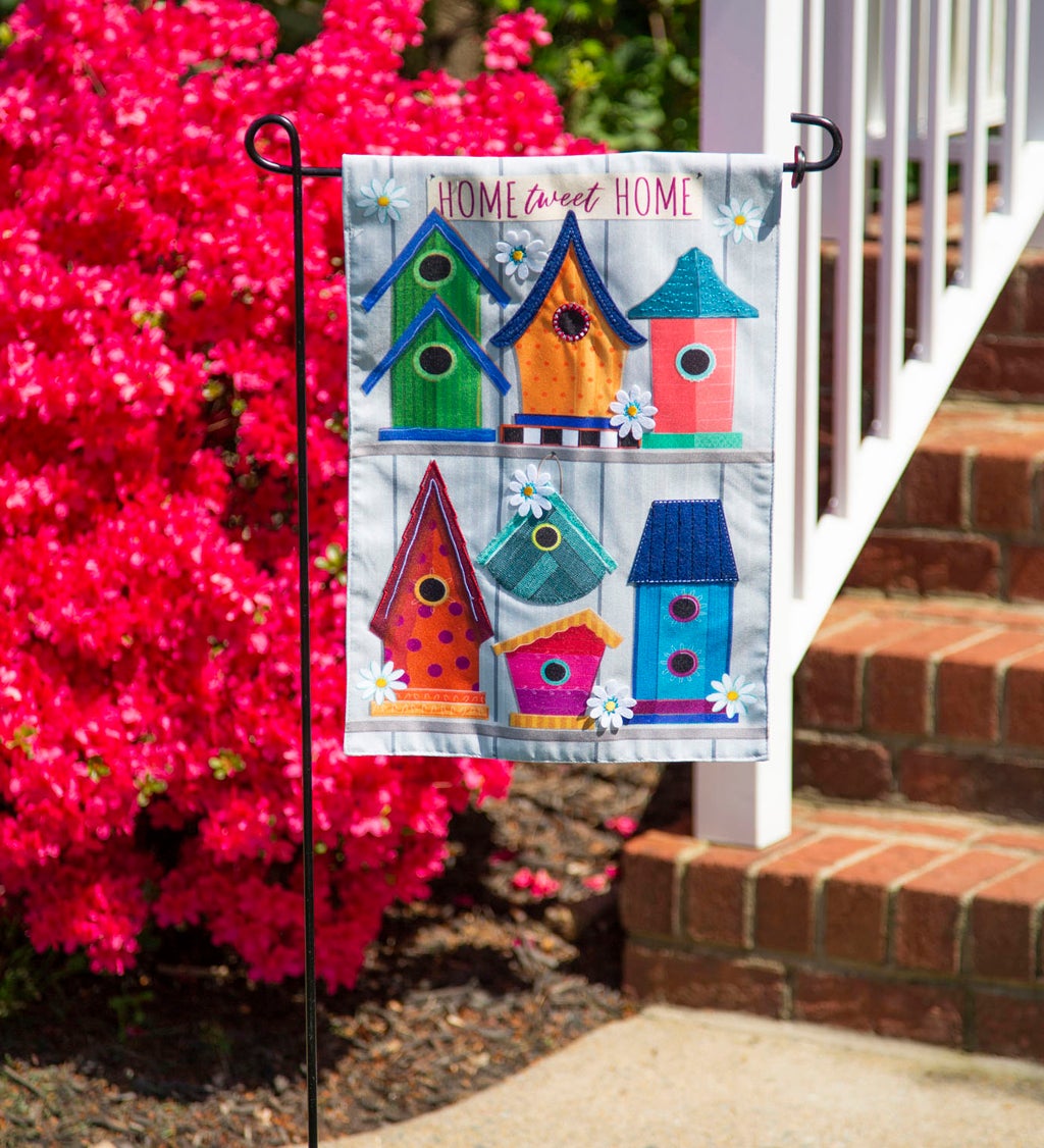 Ornate Birdhouses Garden Linen Flag