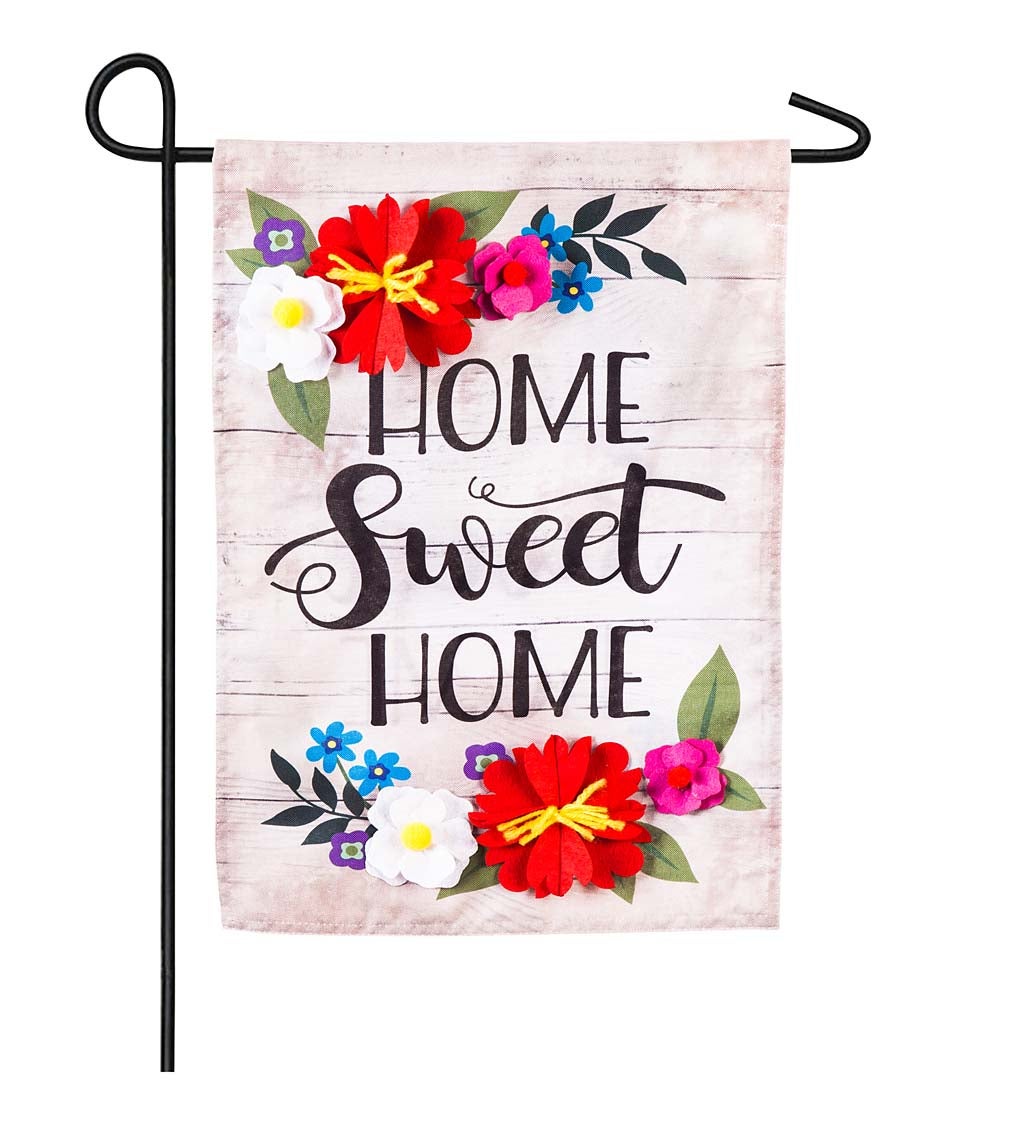 Floral Home Sweet Home Linen Garden Flag