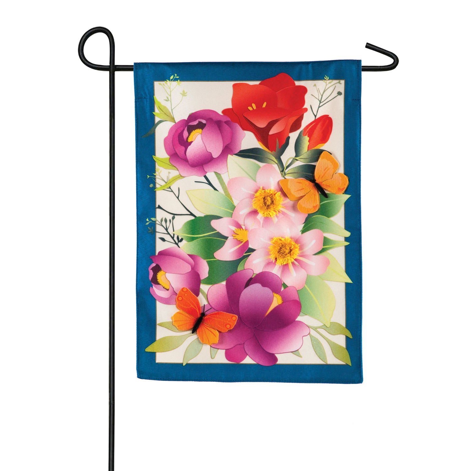 Summer Floral Garden Linen Flag