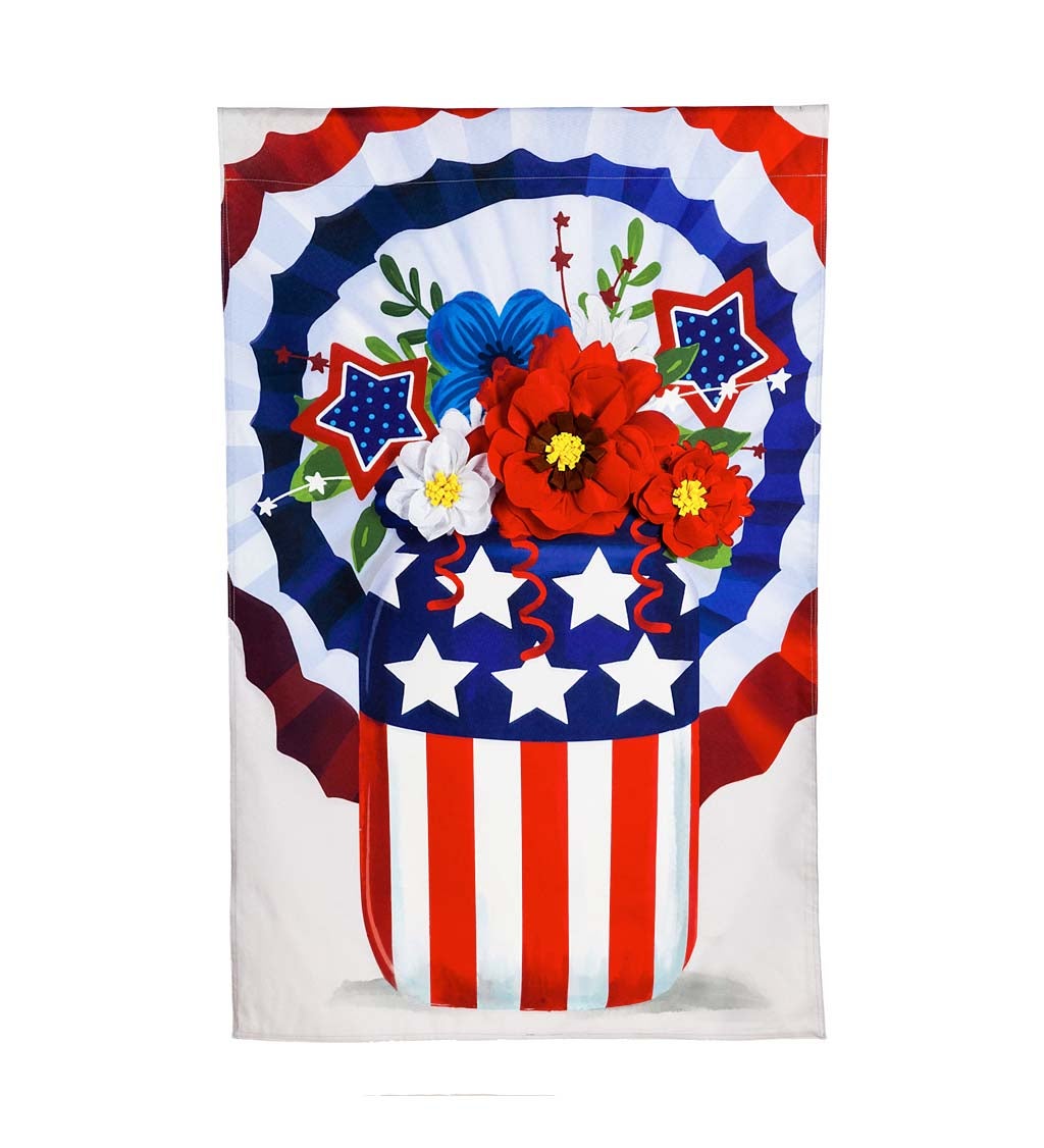Stars&Stripes Mason Jar Bouquet Garden Linen Flag