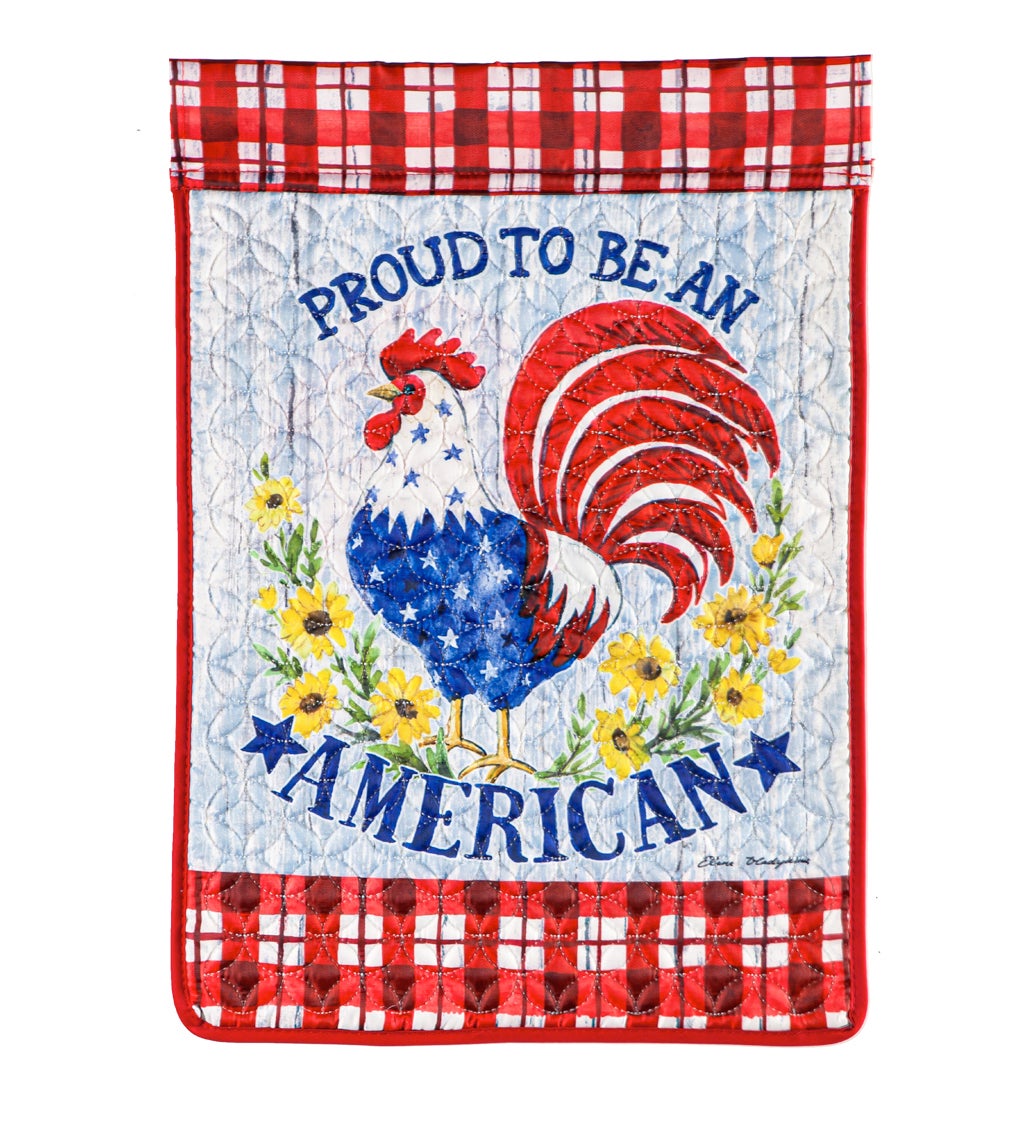 Proud to be an American Rooster Garden Quilted Flag