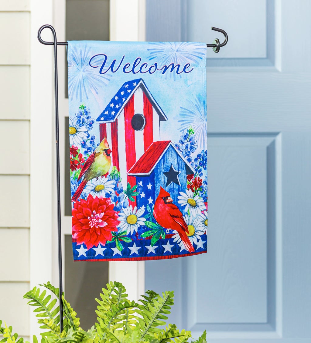 Stars and Stripes Birdhouse Garden Suede Flag