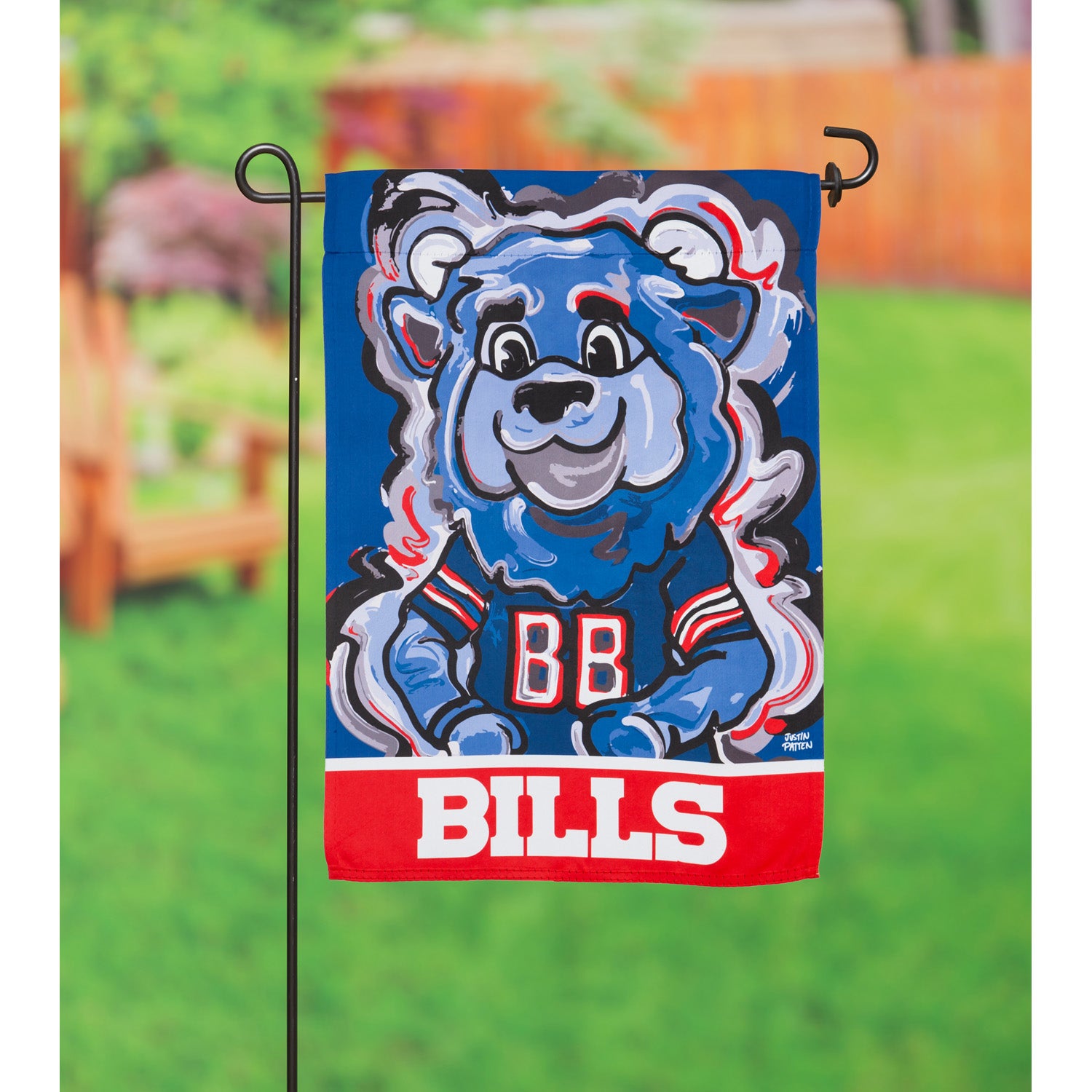 Buffalo Bills, Suede Garden Flag Justin Patten