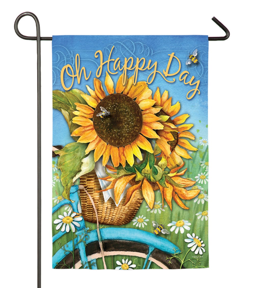 Happy Day Sunflowers Suede Garden Flag