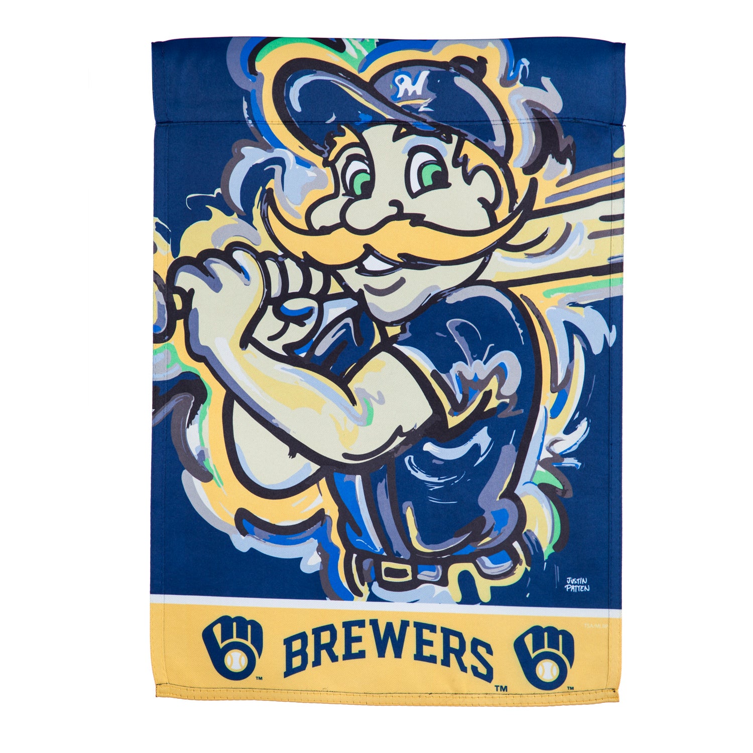 Milwaukee Brewers, Suede Garden Flag Justin Patten