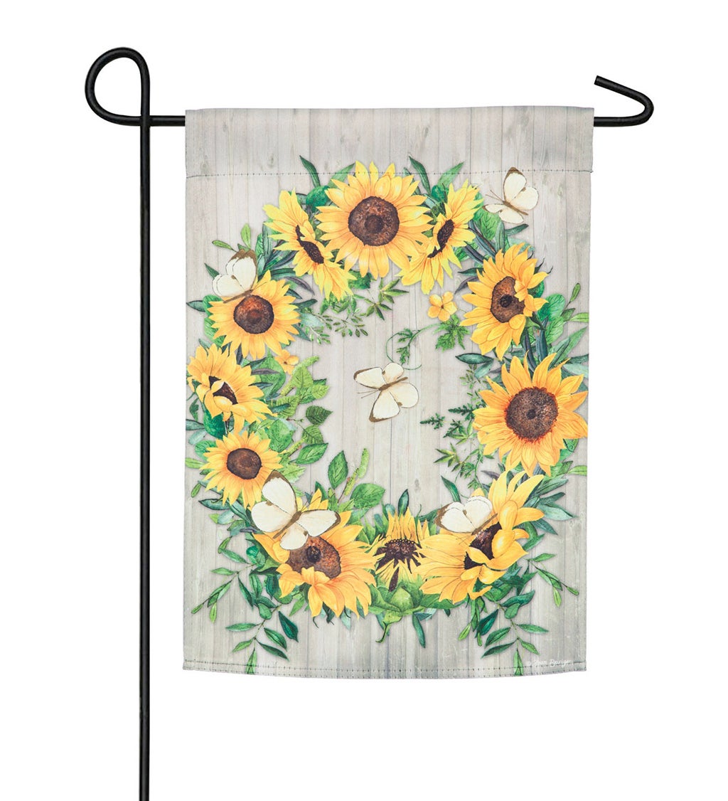 Sunflower Wreath Garden Suede Flag