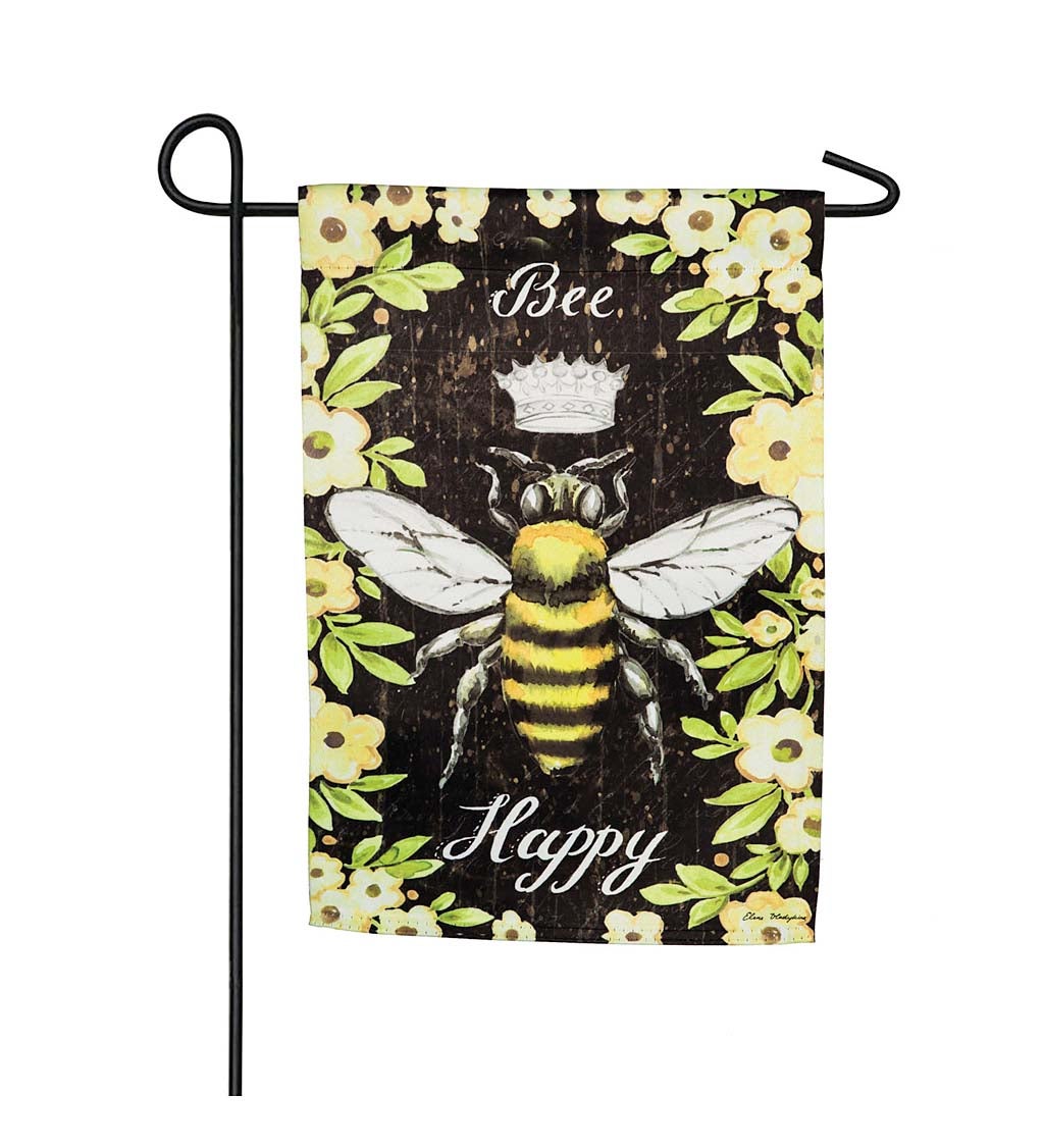 Bee Happy Queen Bee Garden Suede Flag