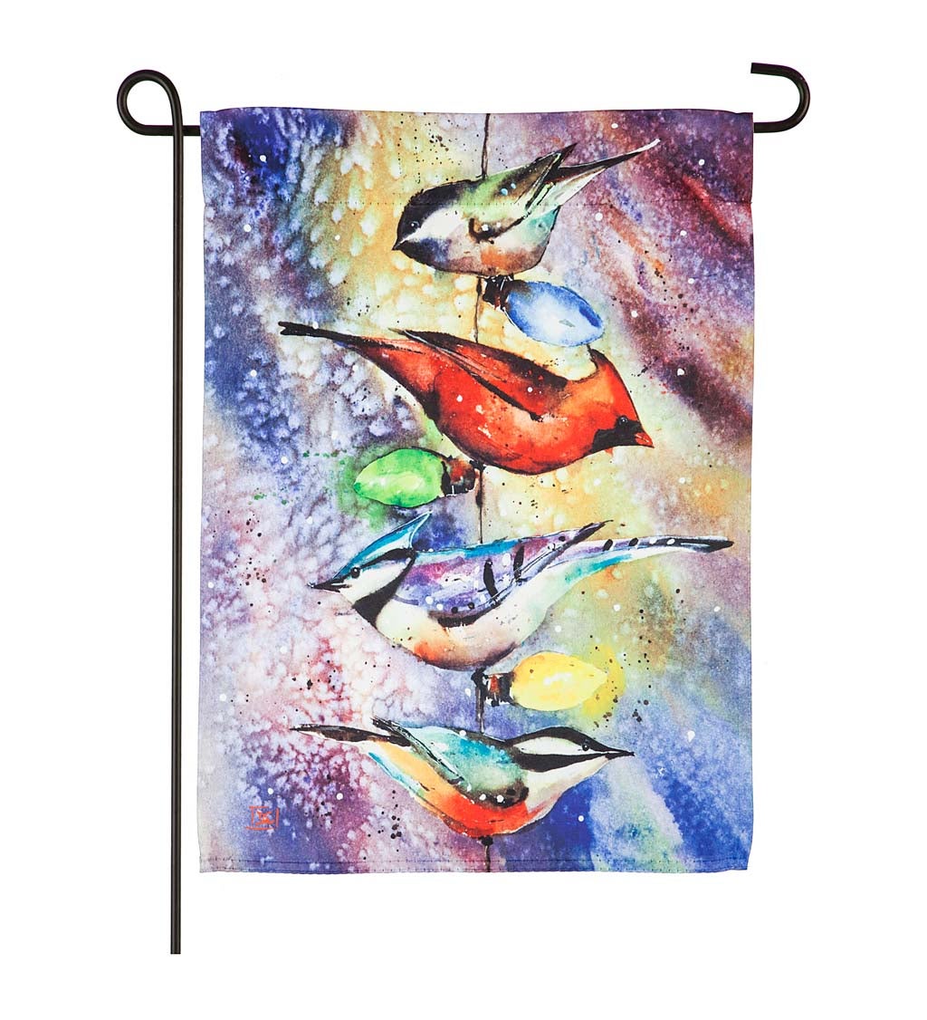 Holiday Chirpers Garden Suede Flag