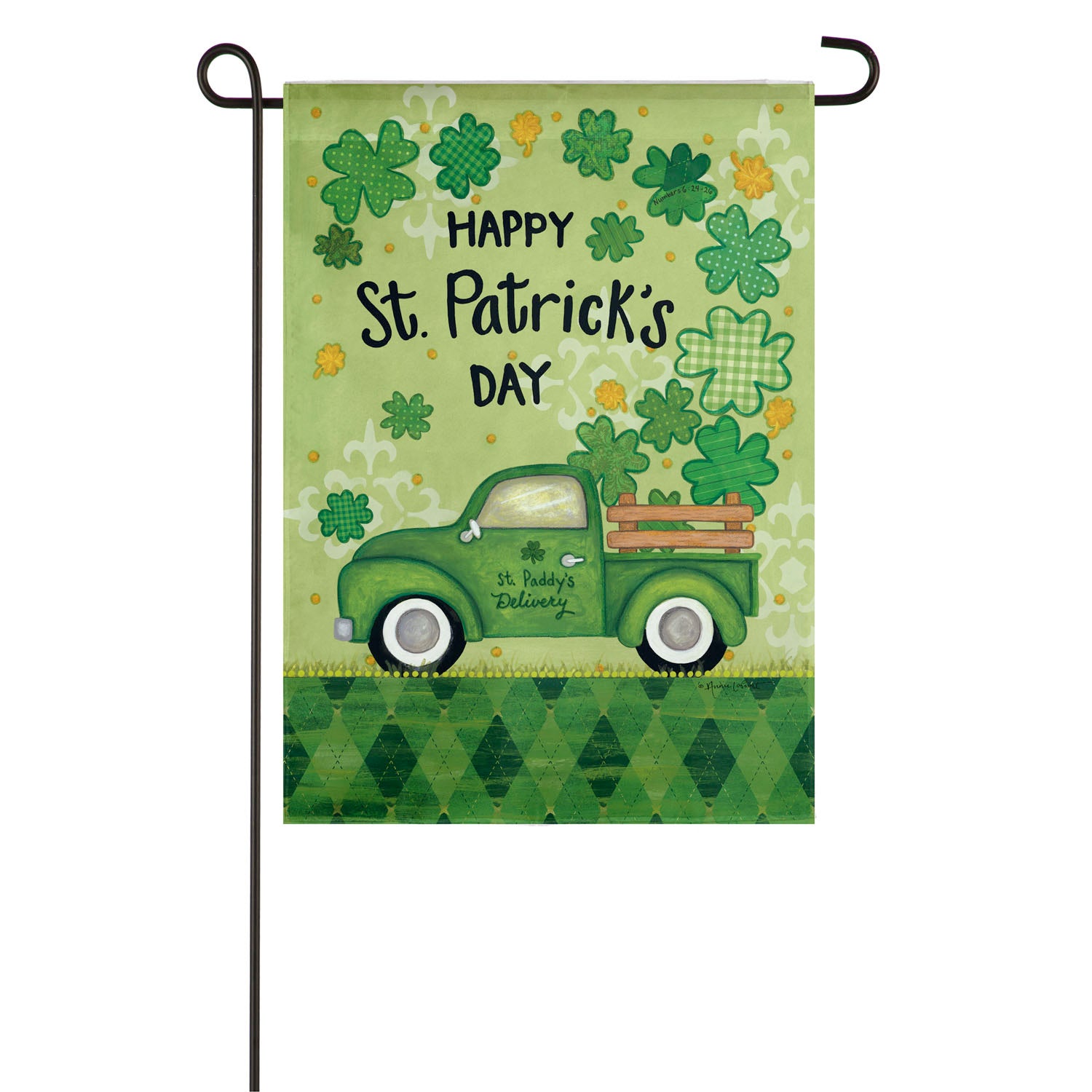 St. Patrick's Day Truck Garden Suede Flag