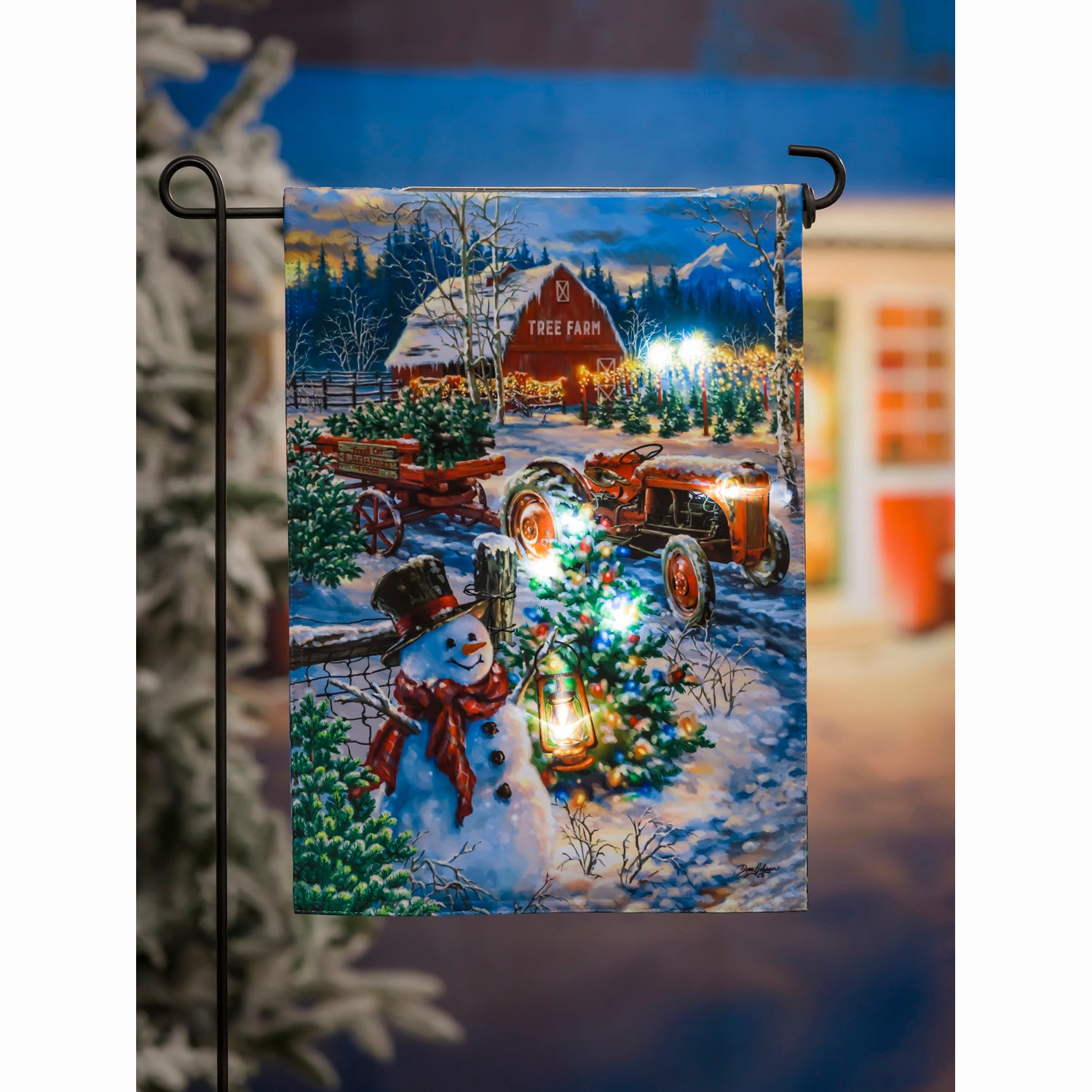 Christmas Tree Farm Solar LED AppliquÃ© Garden Flag