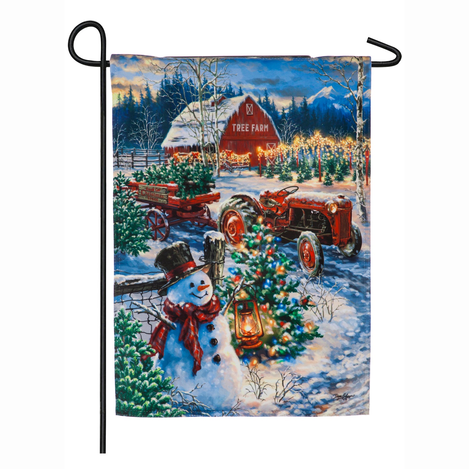 Christmas Tree Farm Solar LED AppliquÃ© Garden Flag