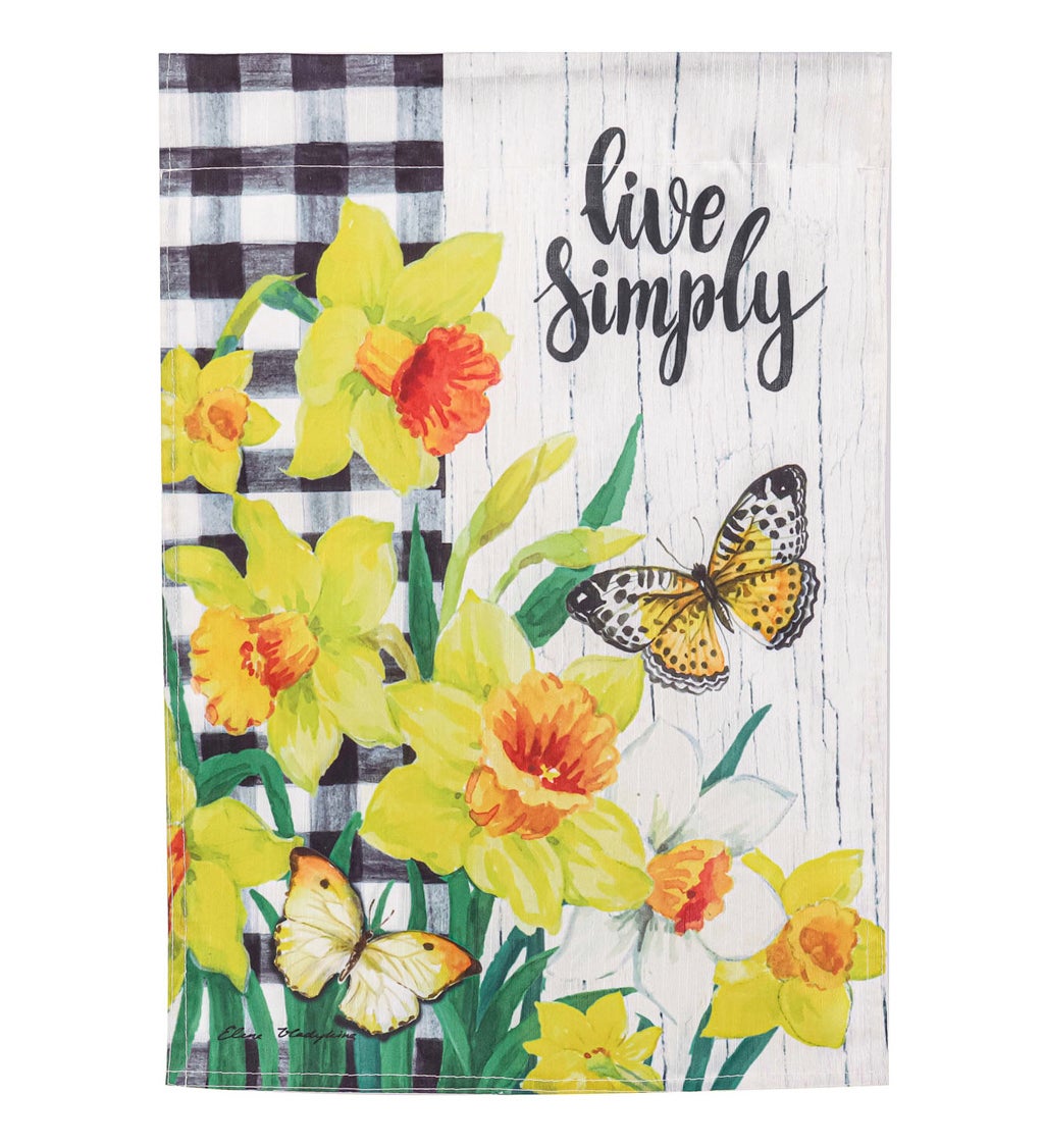 Spring Daffodils Inspirational Check Garden Strie Flag