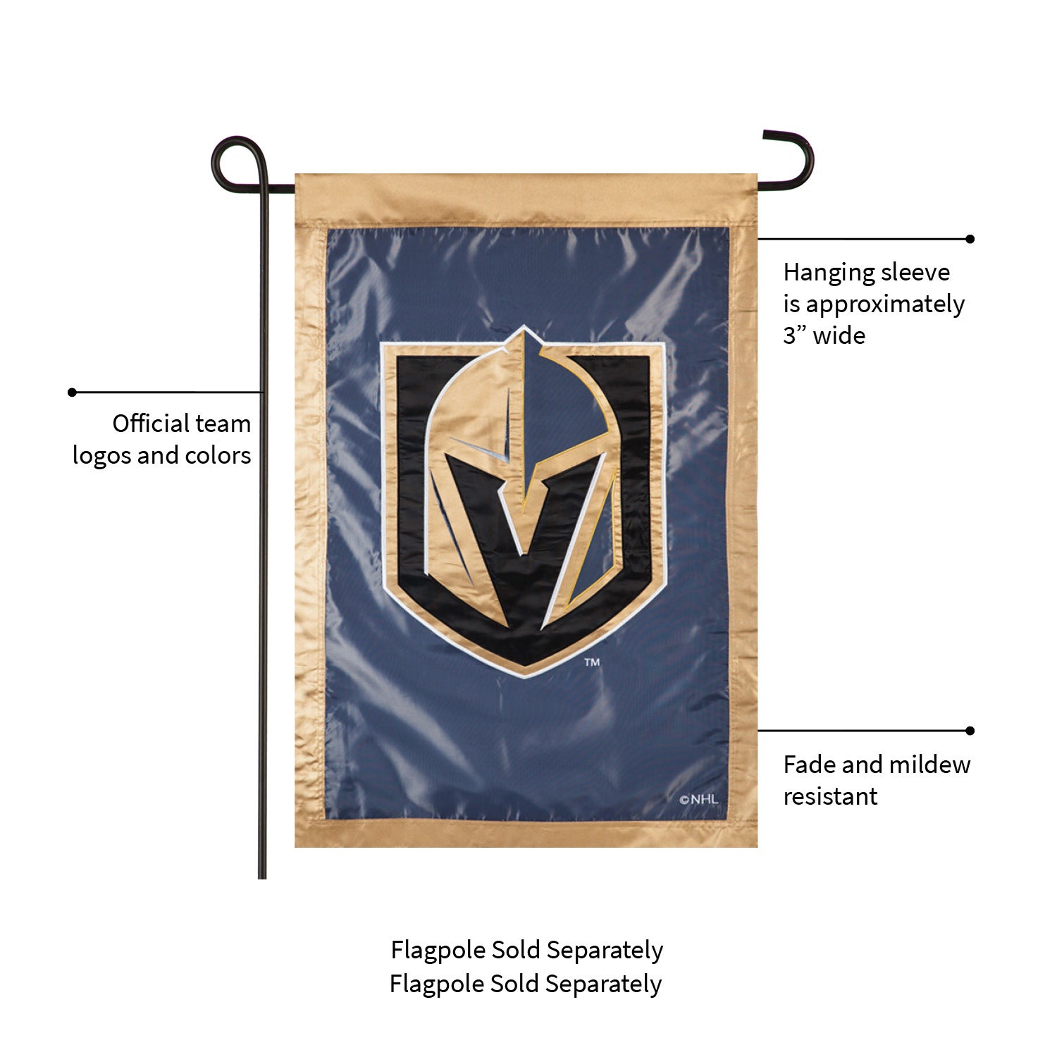 Vegas Golden Knights Applique House Flag