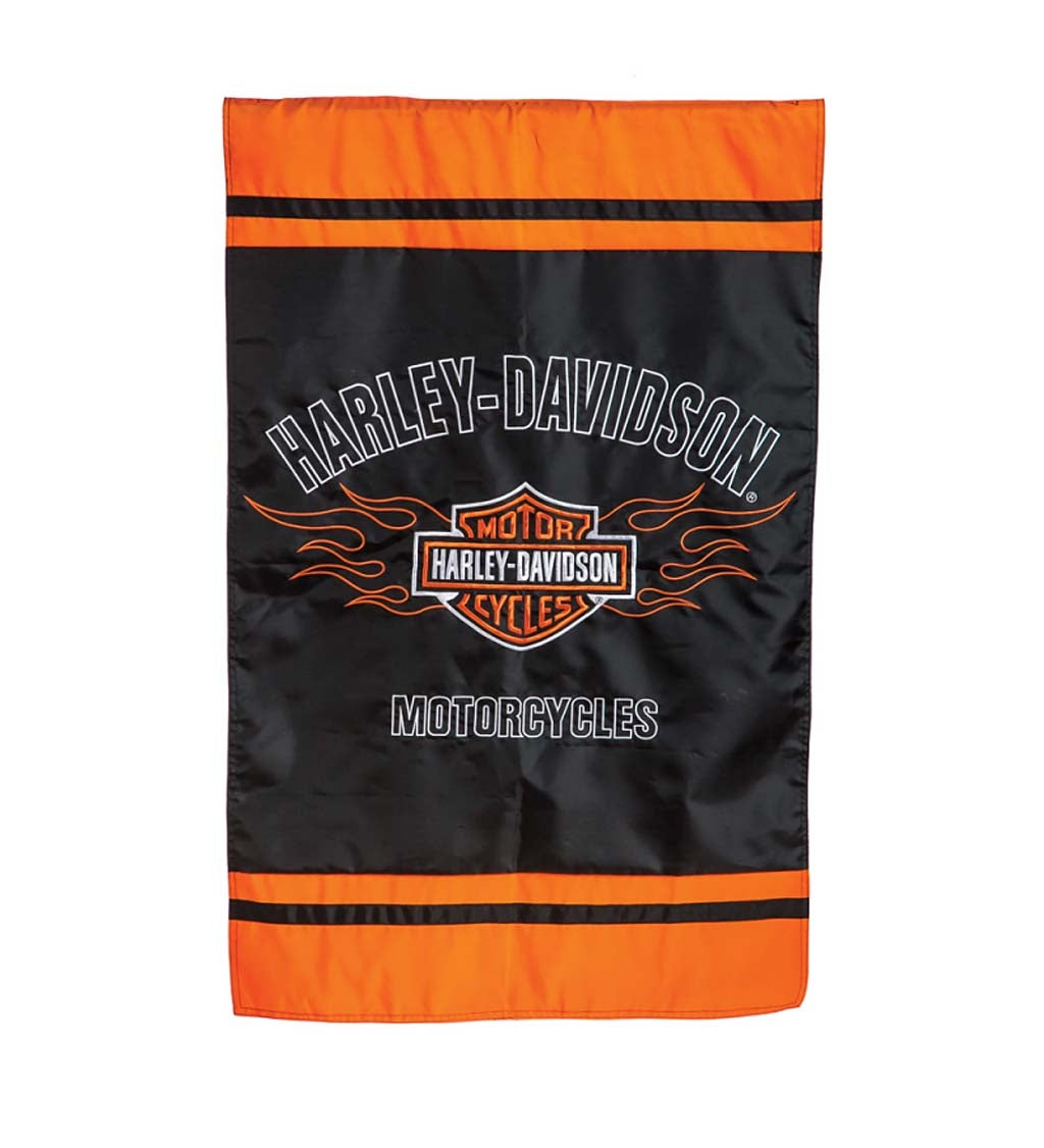 Harley Davidson Bar and Shield Flames Applique House Flag