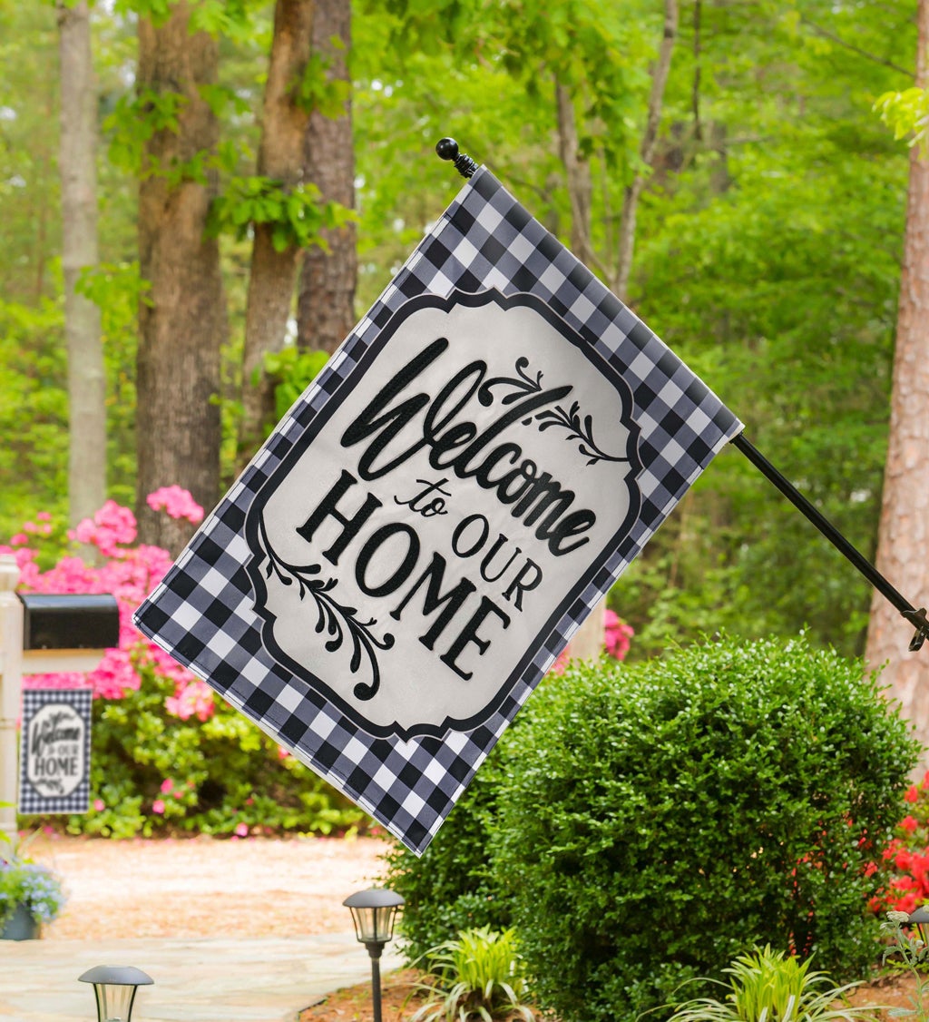 Classic Welcome Home House Applique Flag