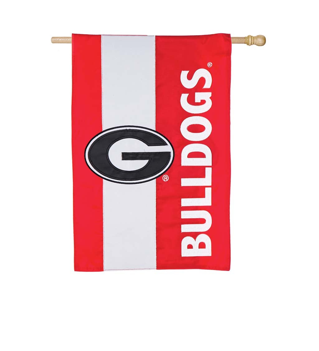 University of Georgia Mixed-Material Embellished Appliqué House Flag