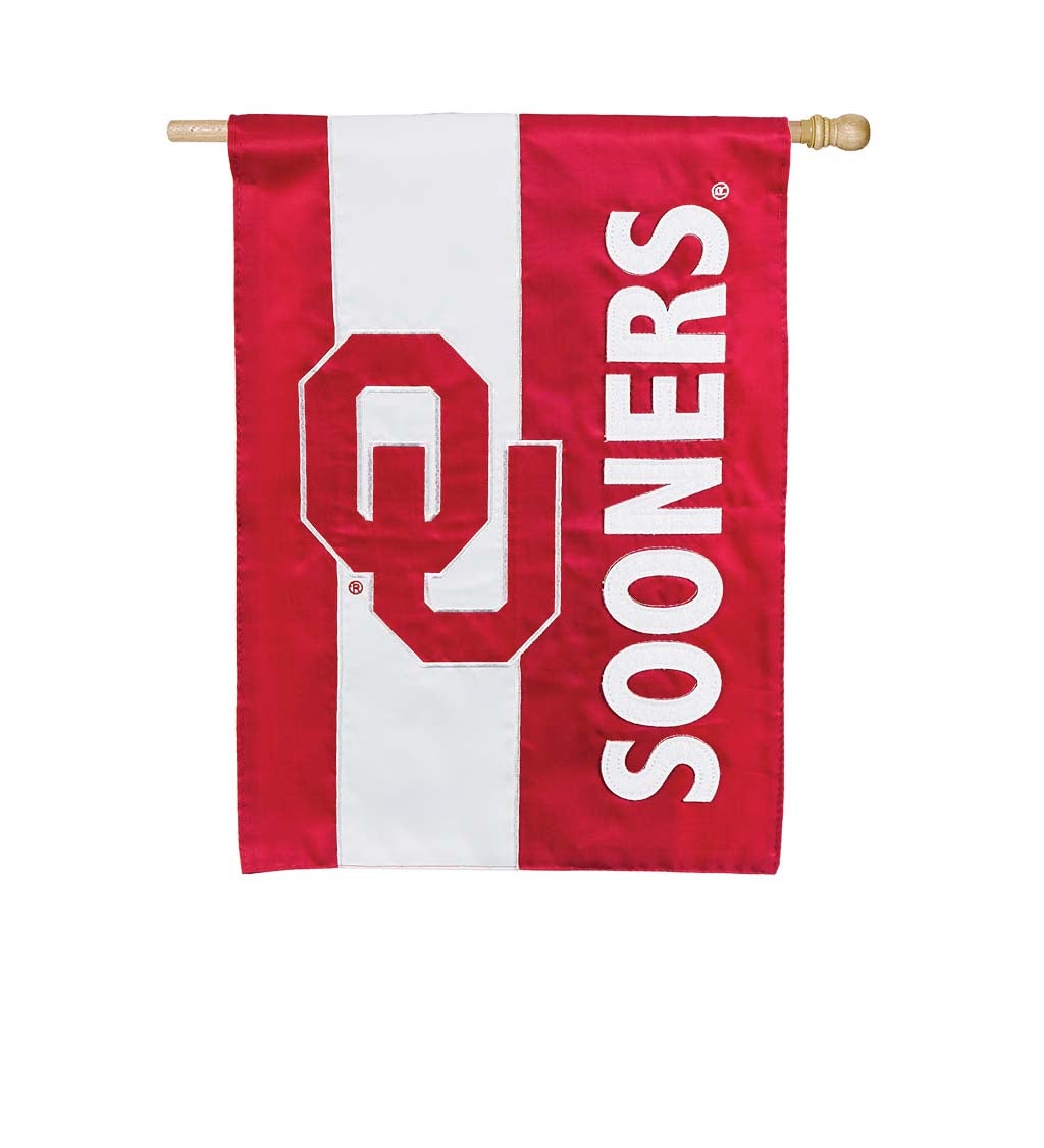University of Oklahoma Mixed-Material Embellished Appliqué House Flag