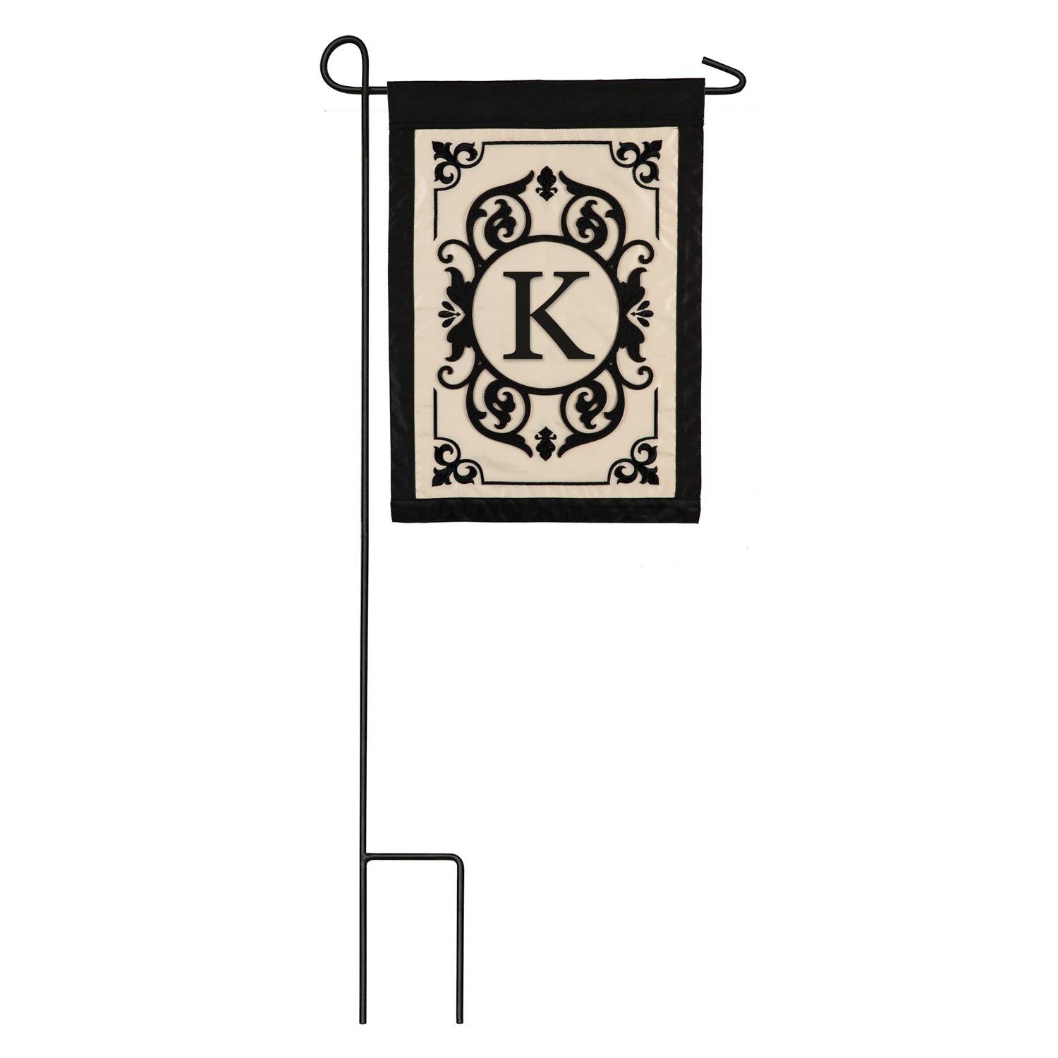 Cambridge Monogram Garden Applique Flag, Letter K