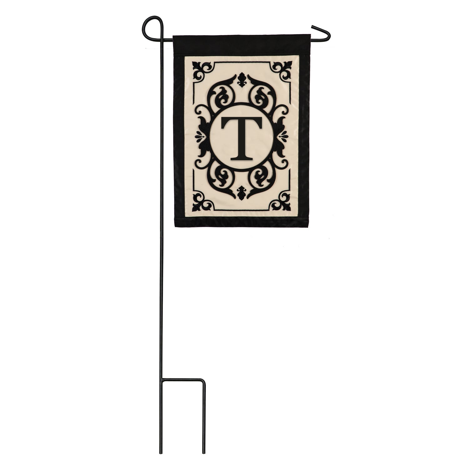 Cambridge Monogram Garden Applique Flag, Letter T