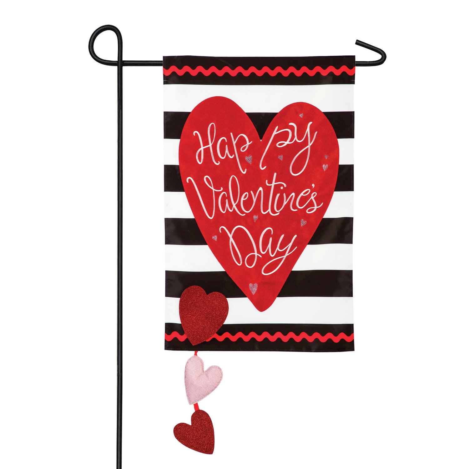 Valentine's Stripe Garden Applique Flag