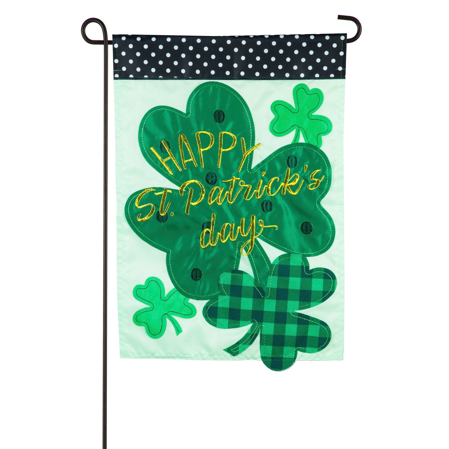 St. Patrick's Day Shamrocks Garden Applique Flag