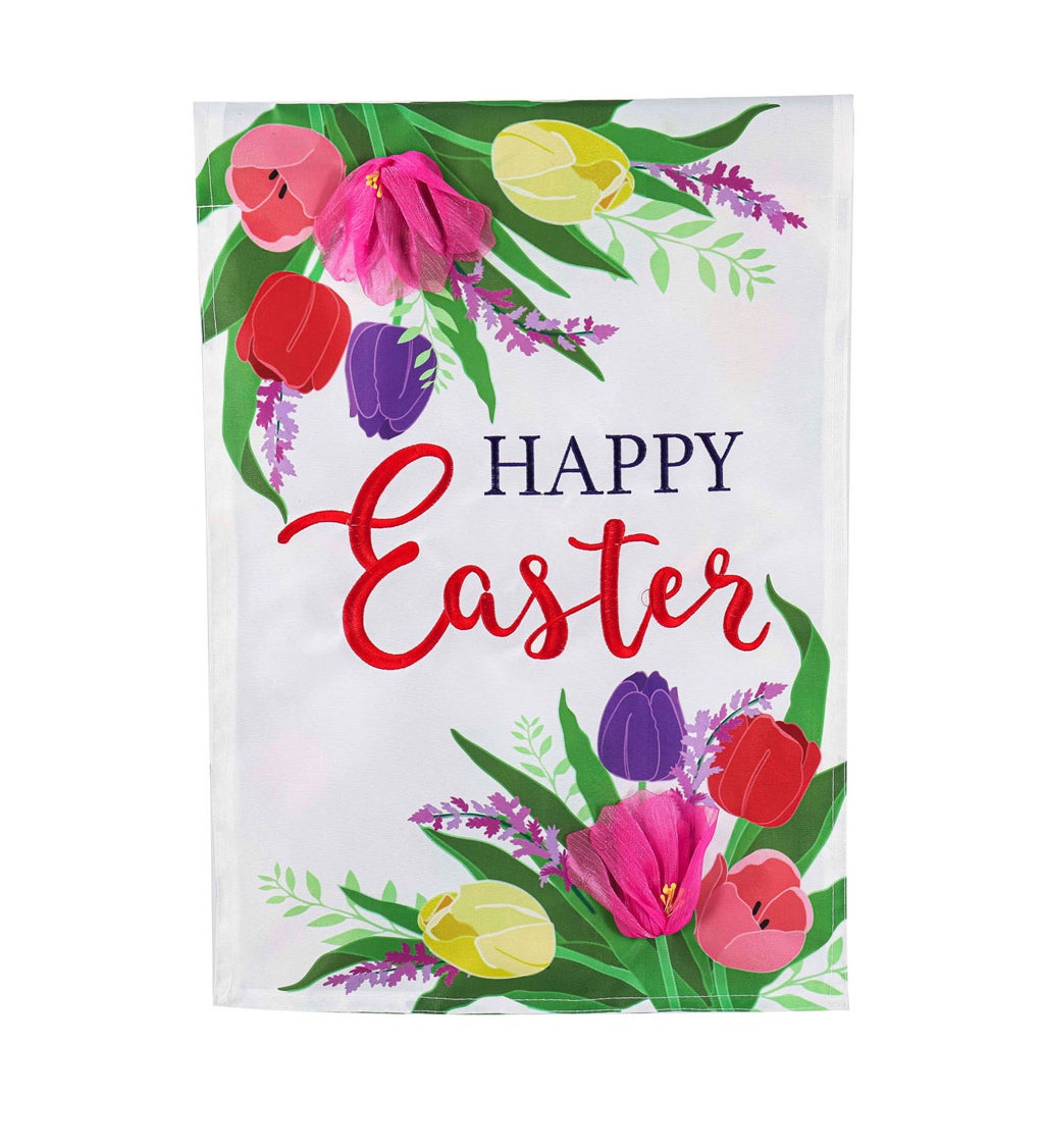 Easter Floral Garden Applique Flag