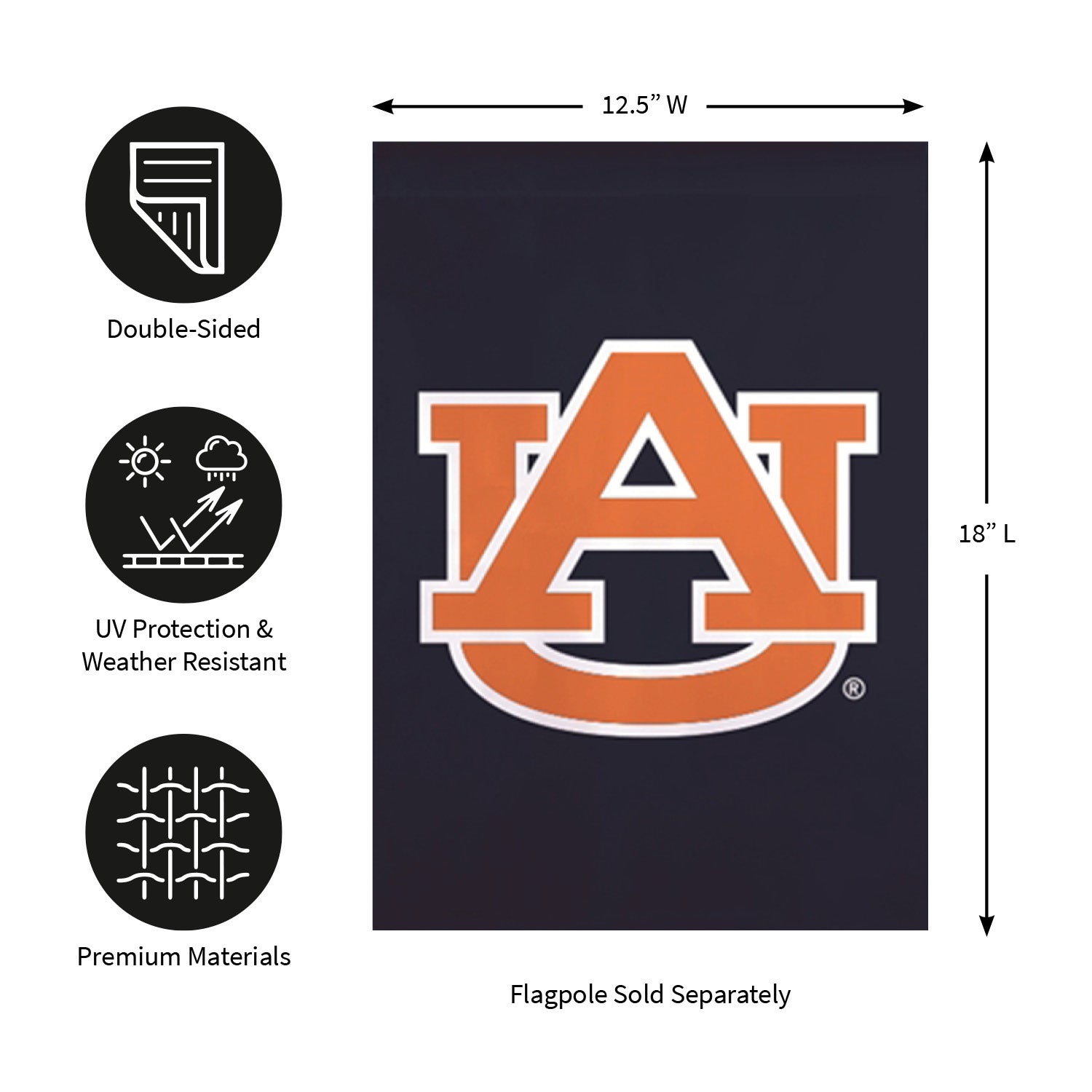 Auburn University Applique Garden Flag