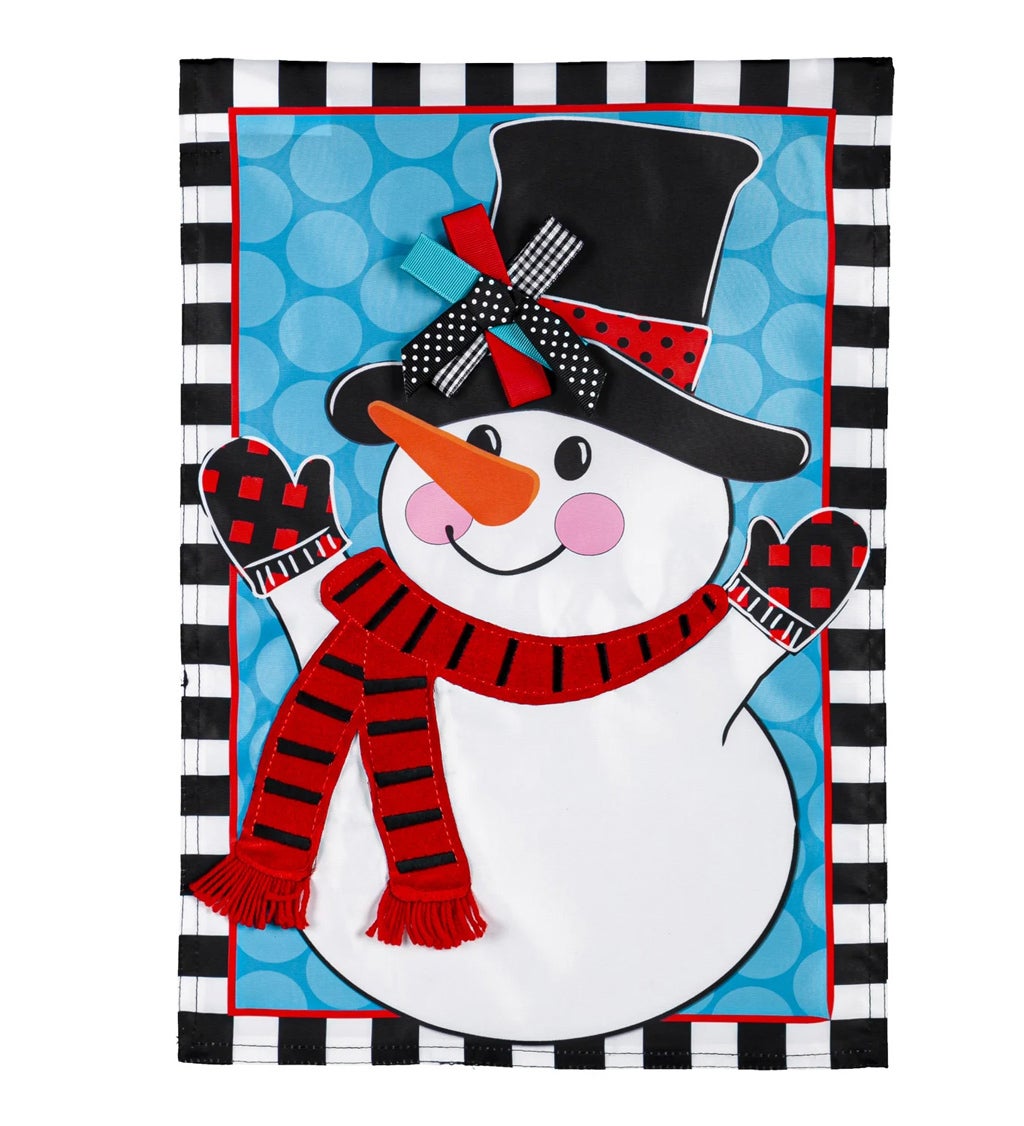 Patterned Snowman Garden Applique Flag