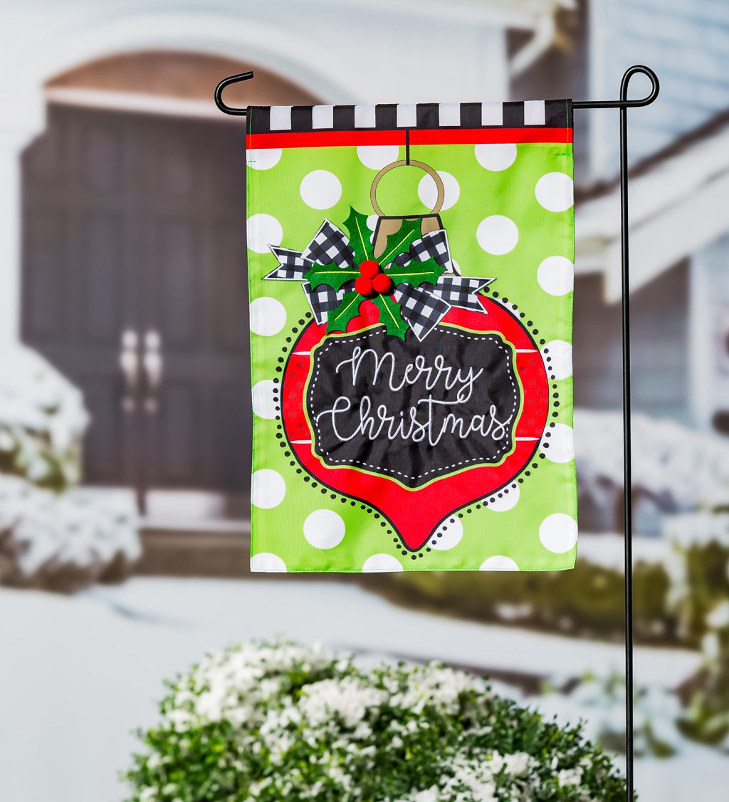 Patterned Ornament with Holly Garden Applique Flag