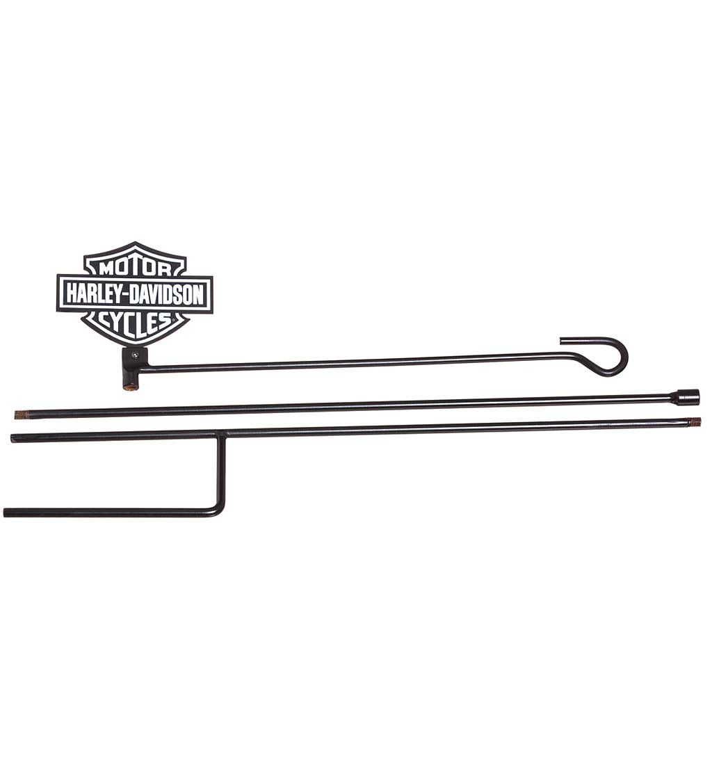 Harley Davidson Black Finish 3-Piece Garden Flag Stand