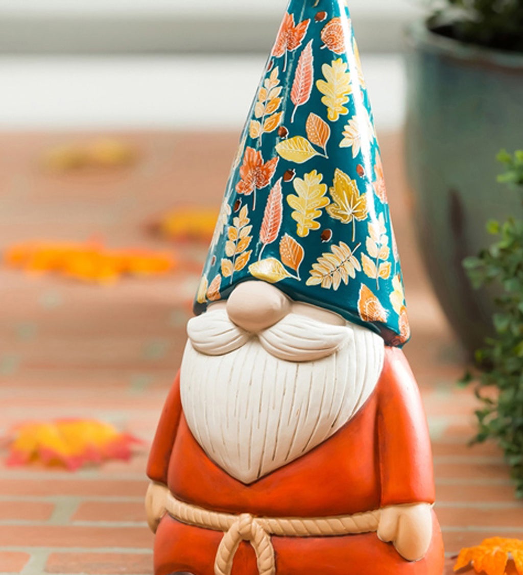 14"H Ceramic Fall Harvest Gnome Garden Statuary